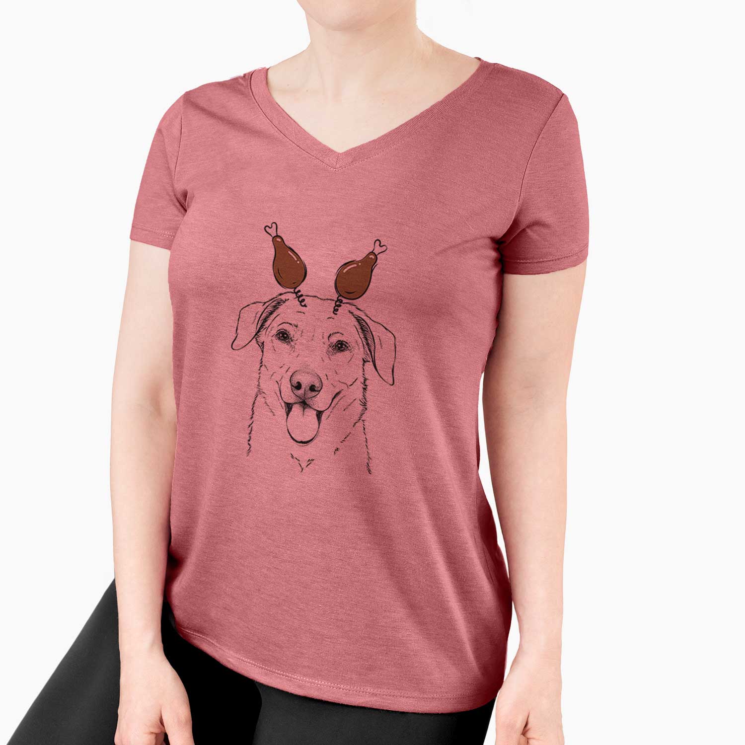 Thanksgiving Hudson the Shepherd - Women's V-neck Shirt