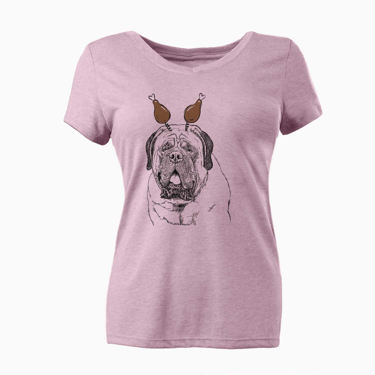 Thanksgiving Jed the English Mastiff - Women's V-neck Shirt