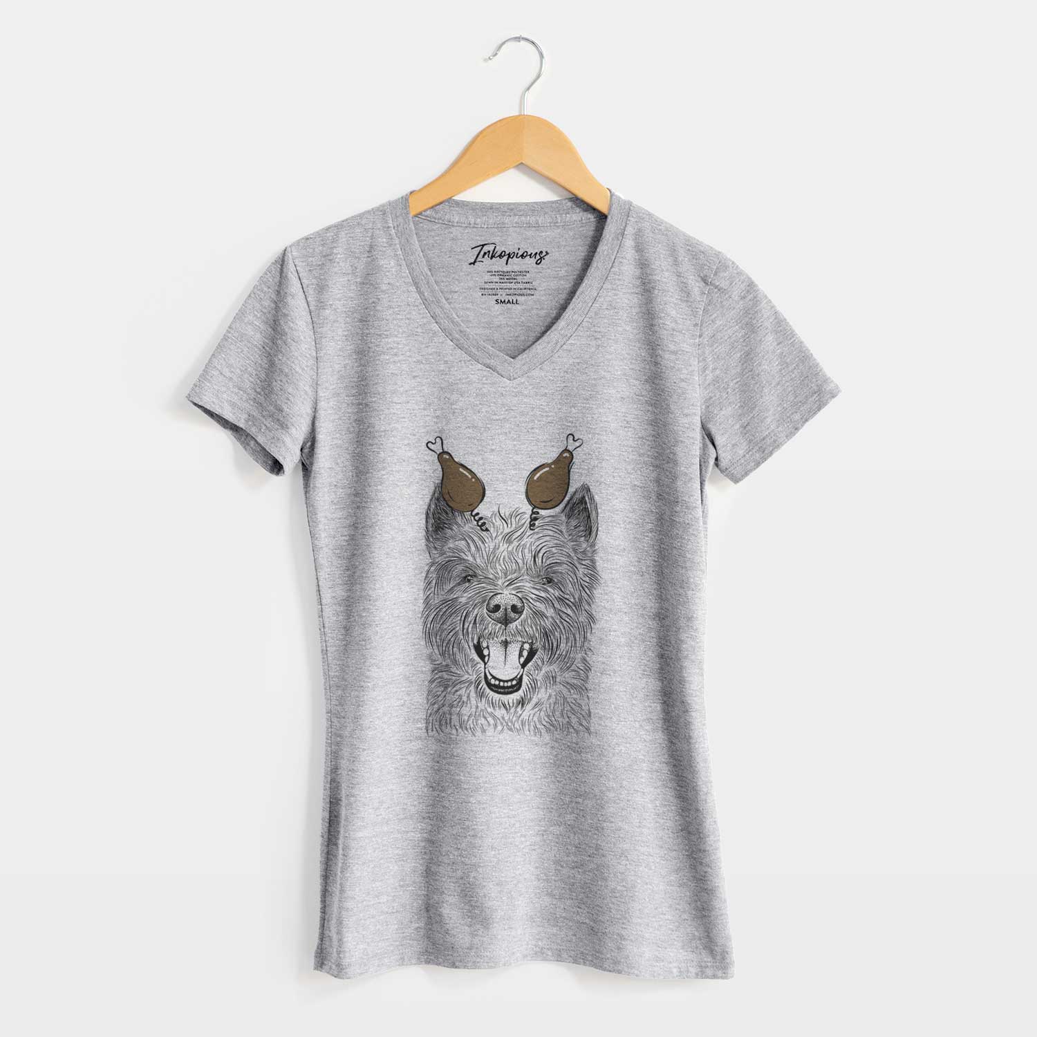 Thanksgiving Jeff the Cairn Terrier - Women's V-neck Shirt