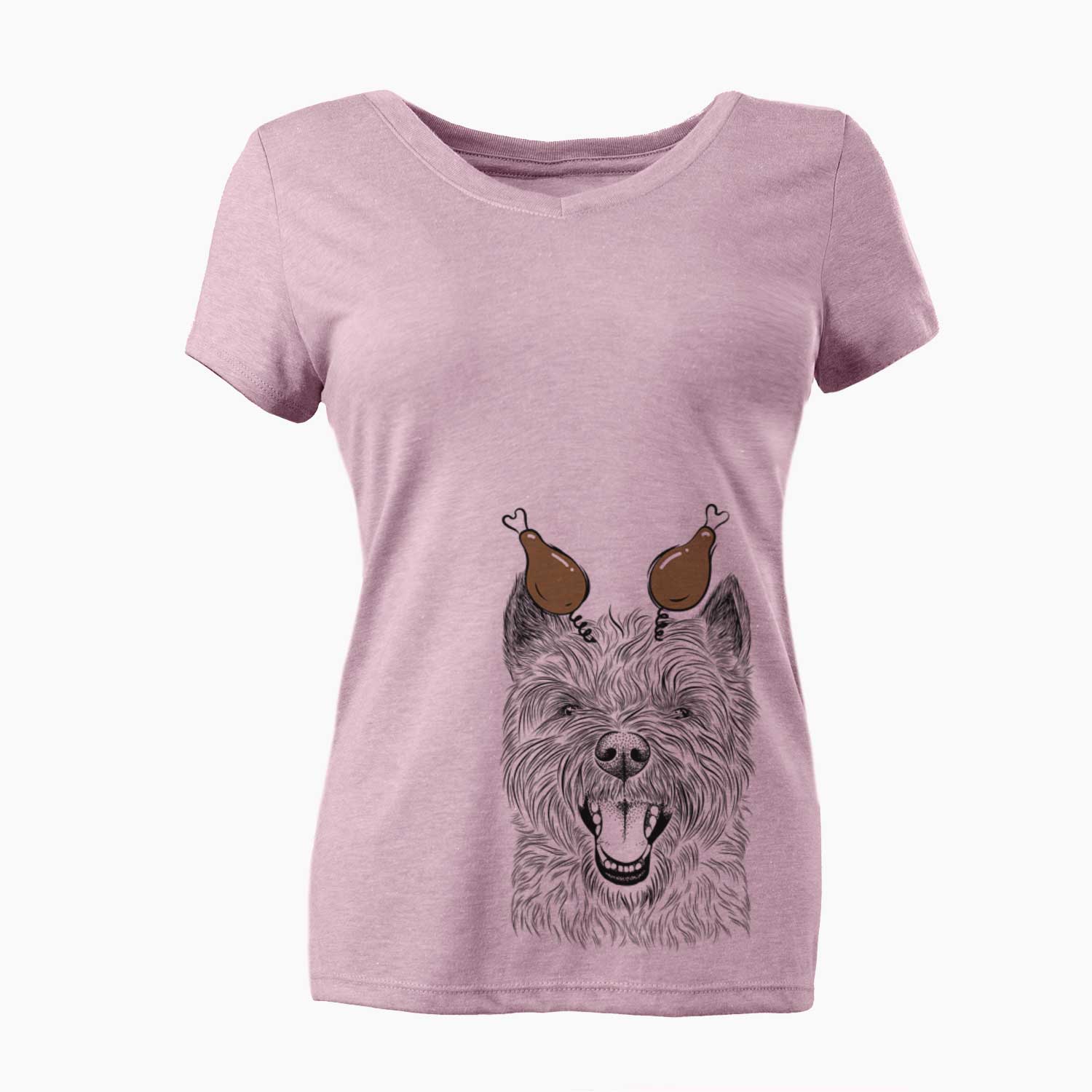 Thanksgiving Jeff the Cairn Terrier - Women's V-neck Shirt