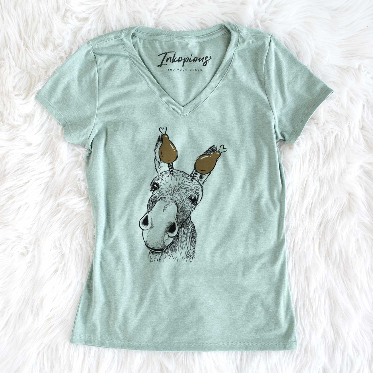 Thanksgiving Jenny the Donkey - Women's V-neck Shirt
