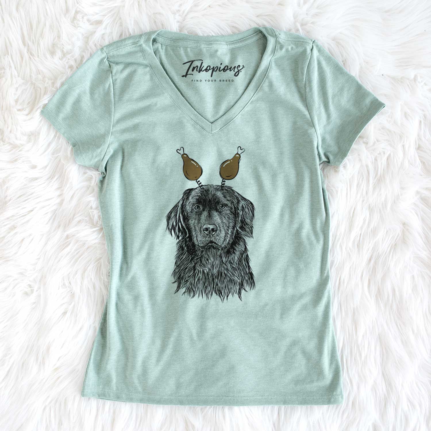 Thanksgiving Jinx the Newfoundland - Women's V-neck Shirt