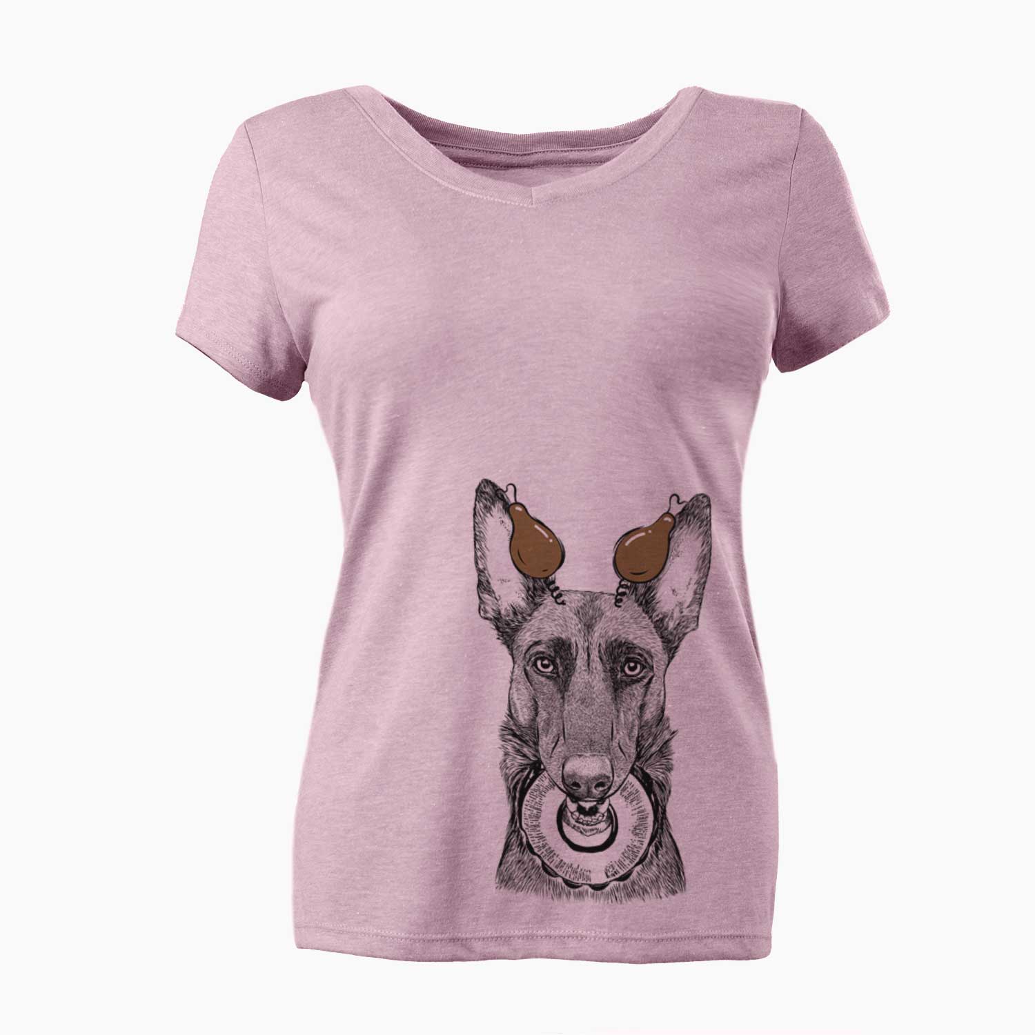 Thanksgiving Juno the Belgian Malinois - Women's V-neck Shirt