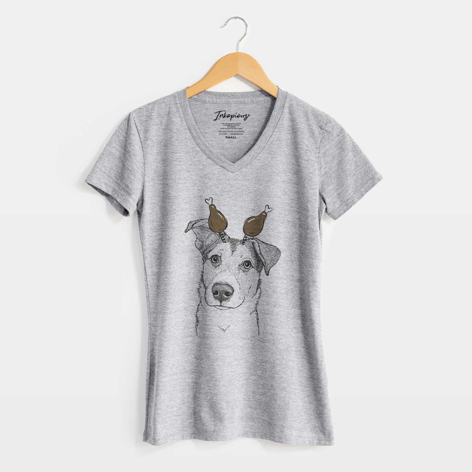 Thanksgiving Leia the Mixed Breed - Women's V-neck Shirt