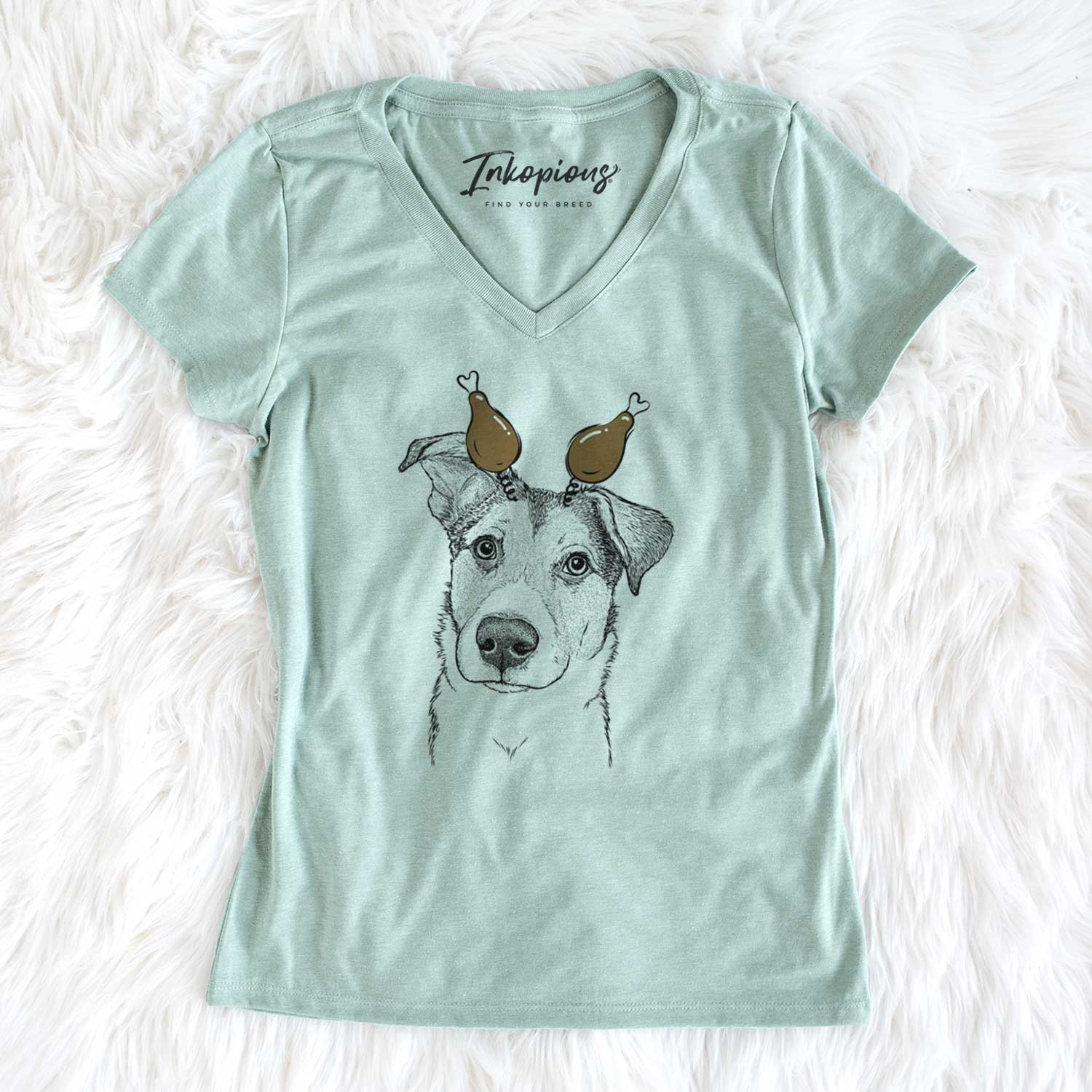 Thanksgiving Leia the Mixed Breed - Women's V-neck Shirt
