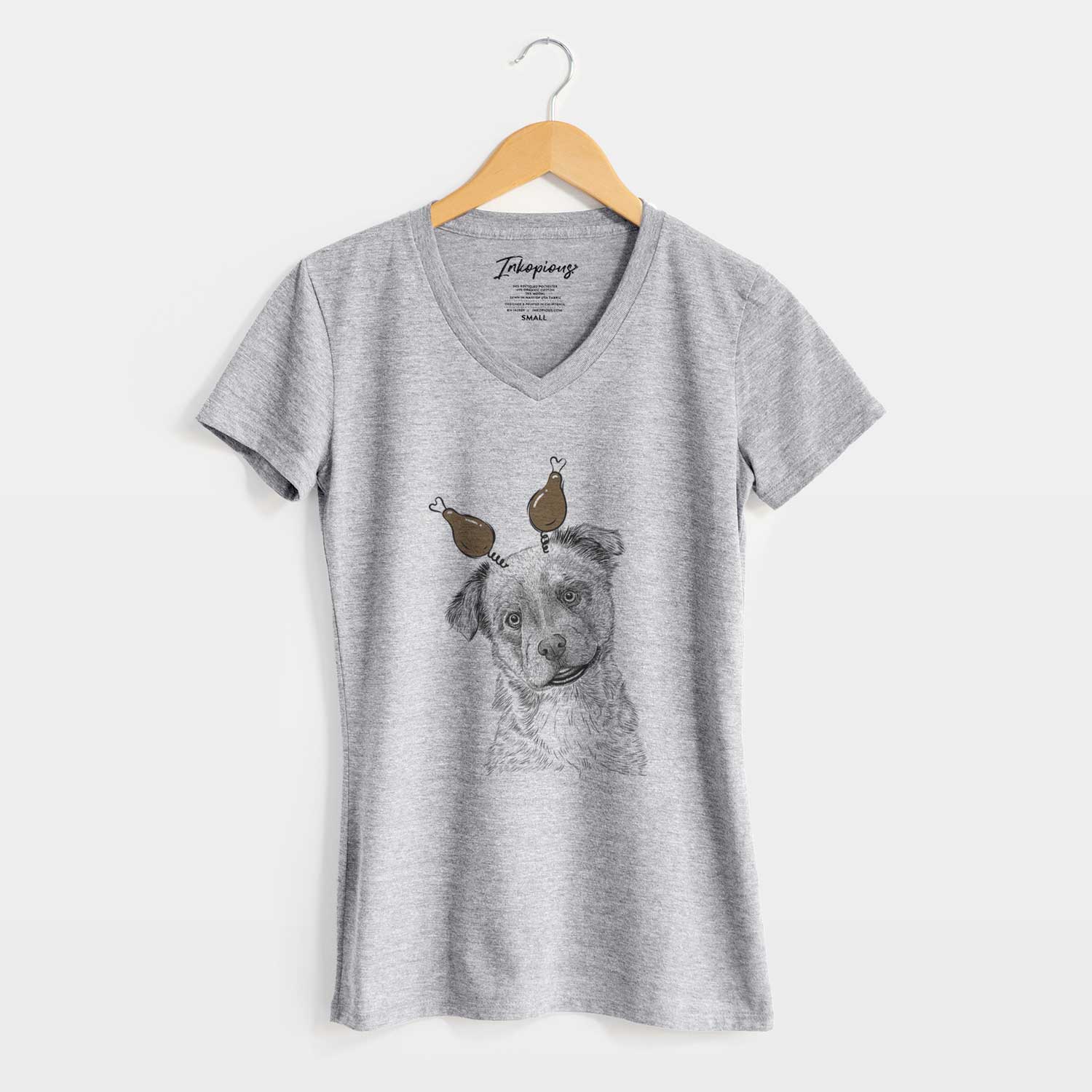 Thanksgiving Loki Bear the Australian Cattle Dog Mix - Women's V-neck Shirt