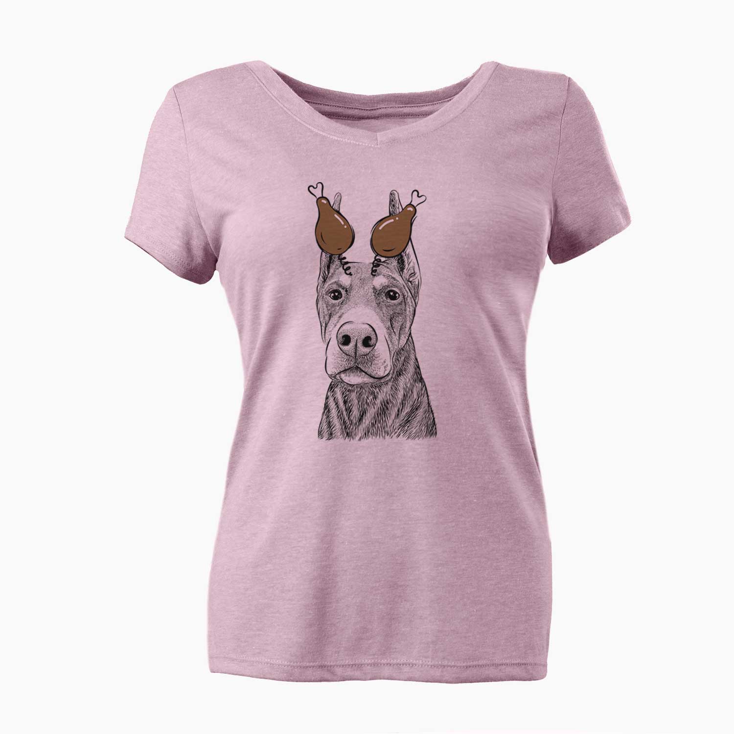 Thanksgiving Luna the Doberman Pinscher - Women's V-neck Shirt