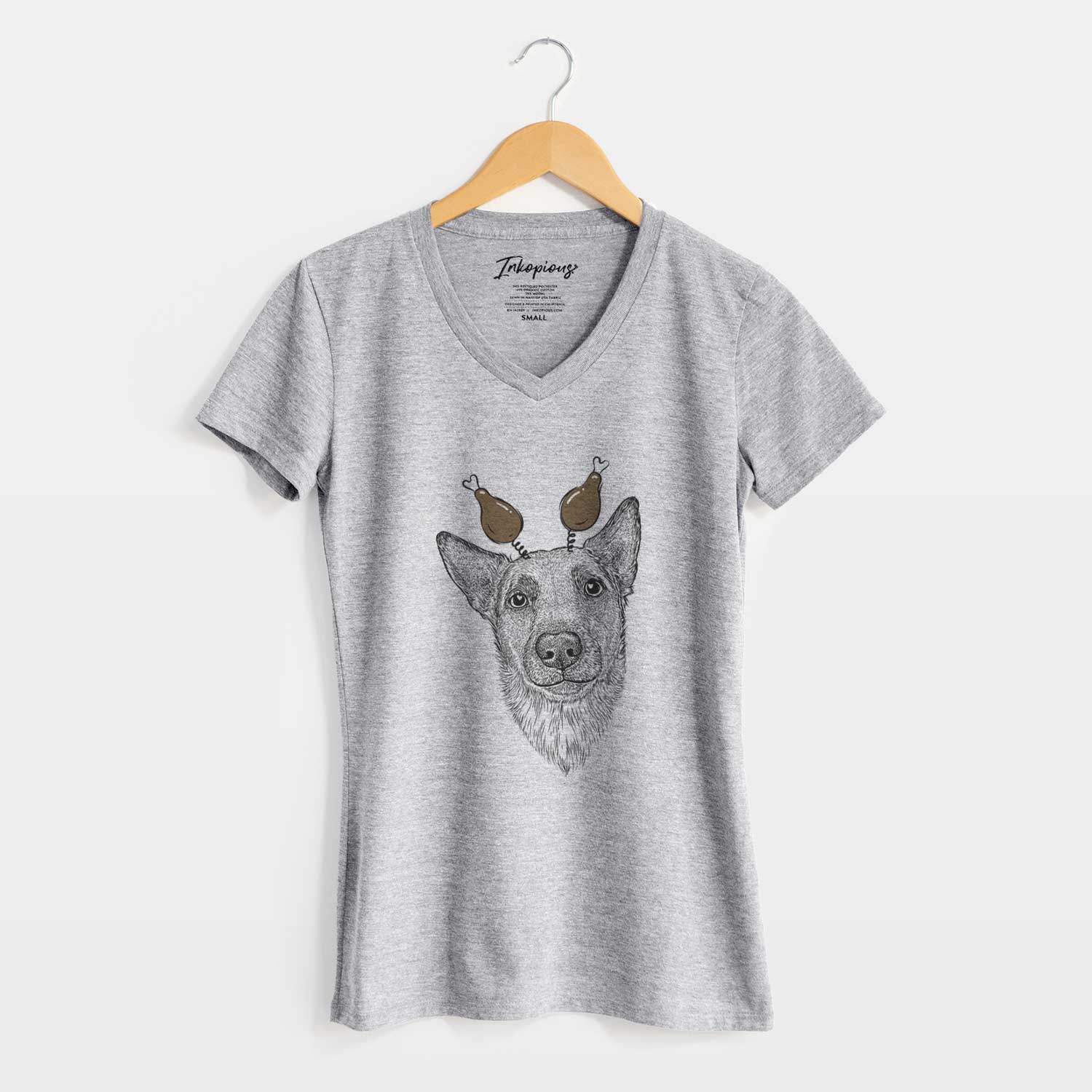 Thanksgiving Luna the Shepherd Mix - Women's V-neck Shirt