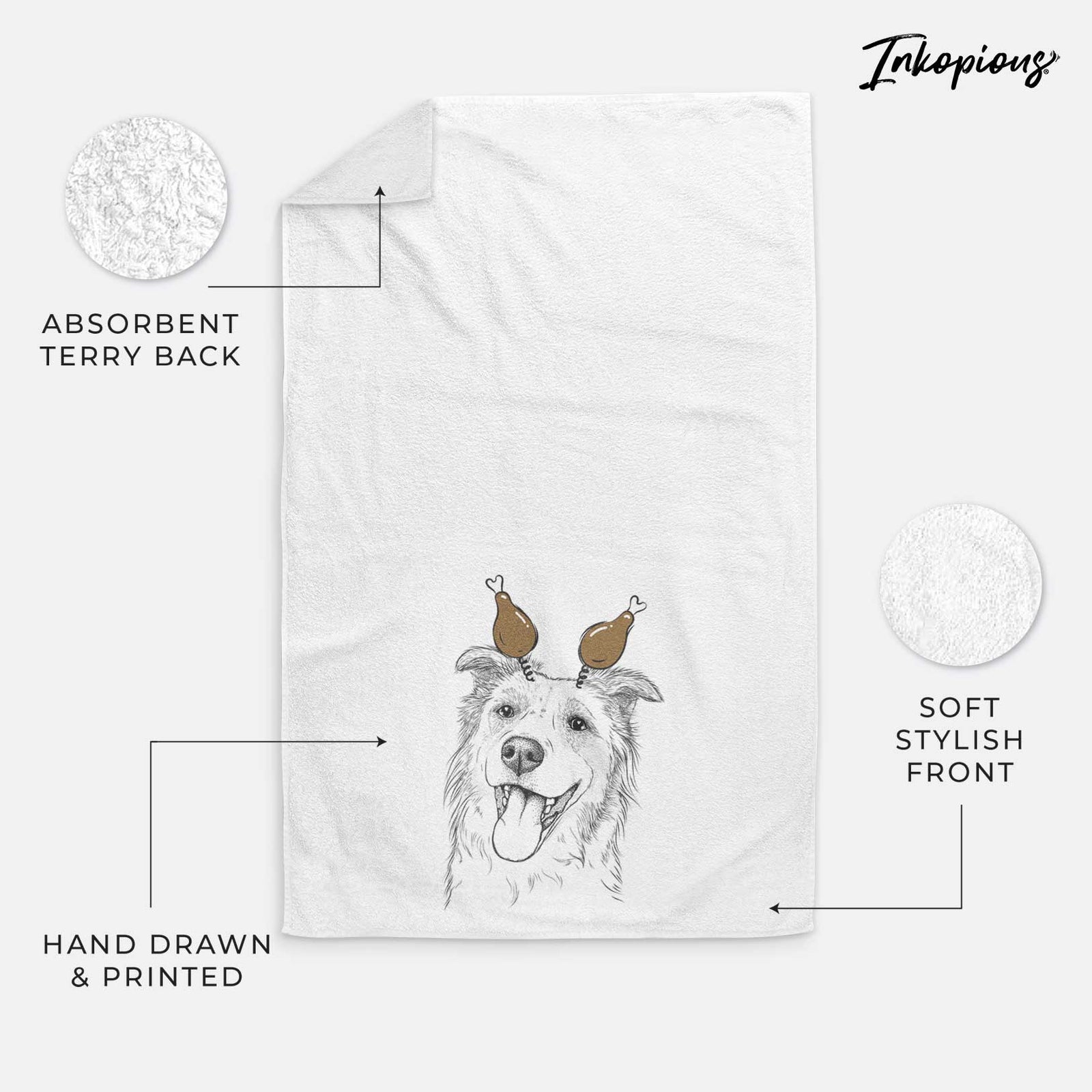 Macaroni the Border Collie Decorative Hand Towel