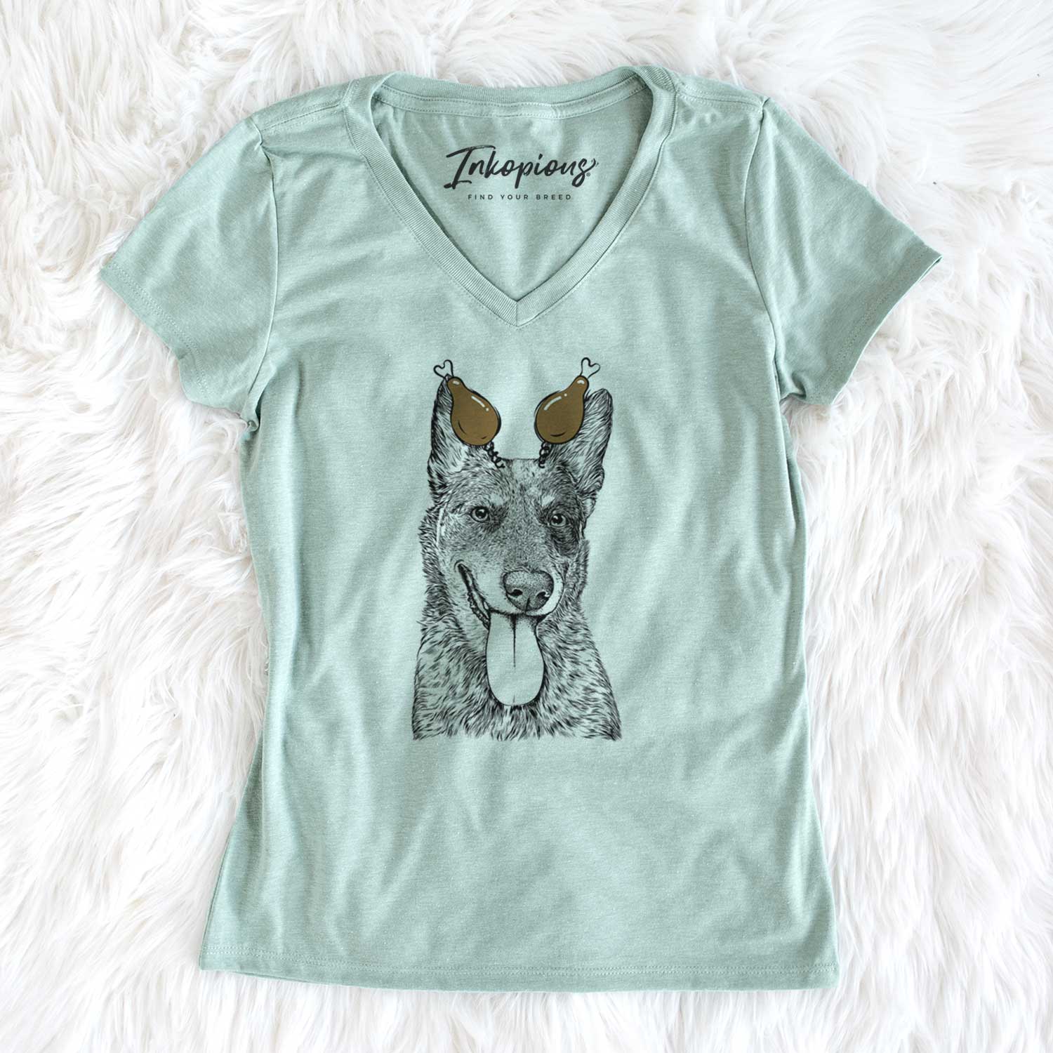 Thanksgiving Madison the Blue Heeler - Women's V-neck Shirt