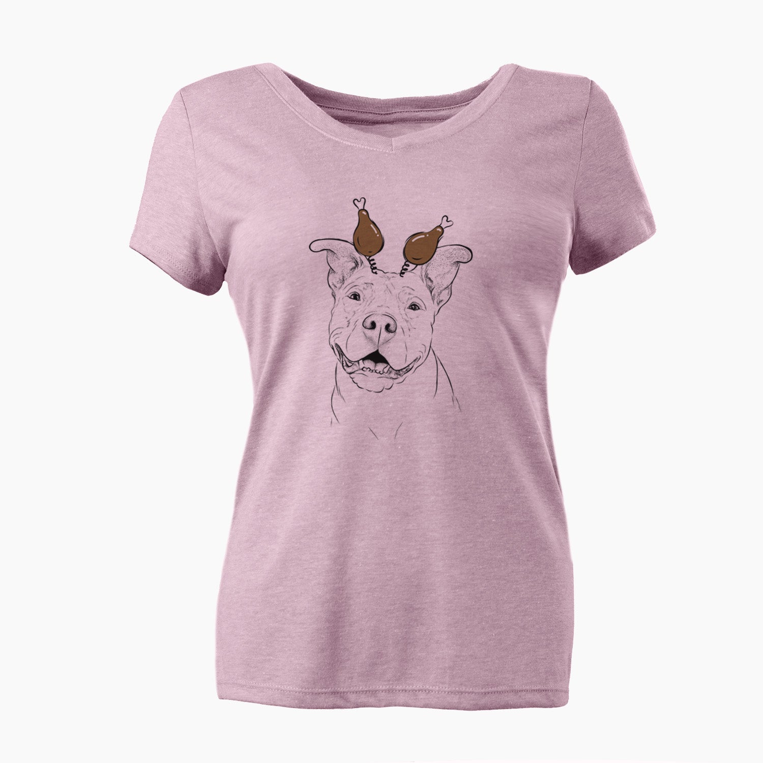 Thanksgiving Malibu the Staffordshire Terrier/Pitbull Mix - Women's Perfect V-neck Shirt