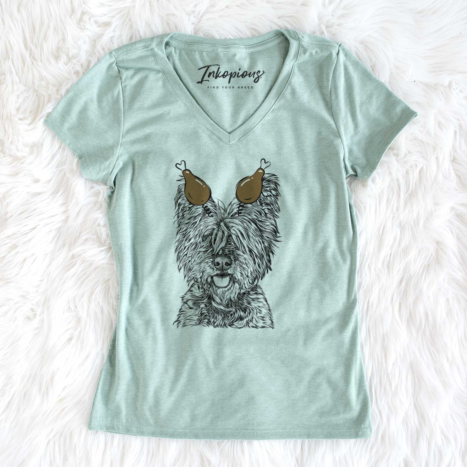 Thanksgiving McDuff the Cairn Terrier - Women's V-neck Shirt