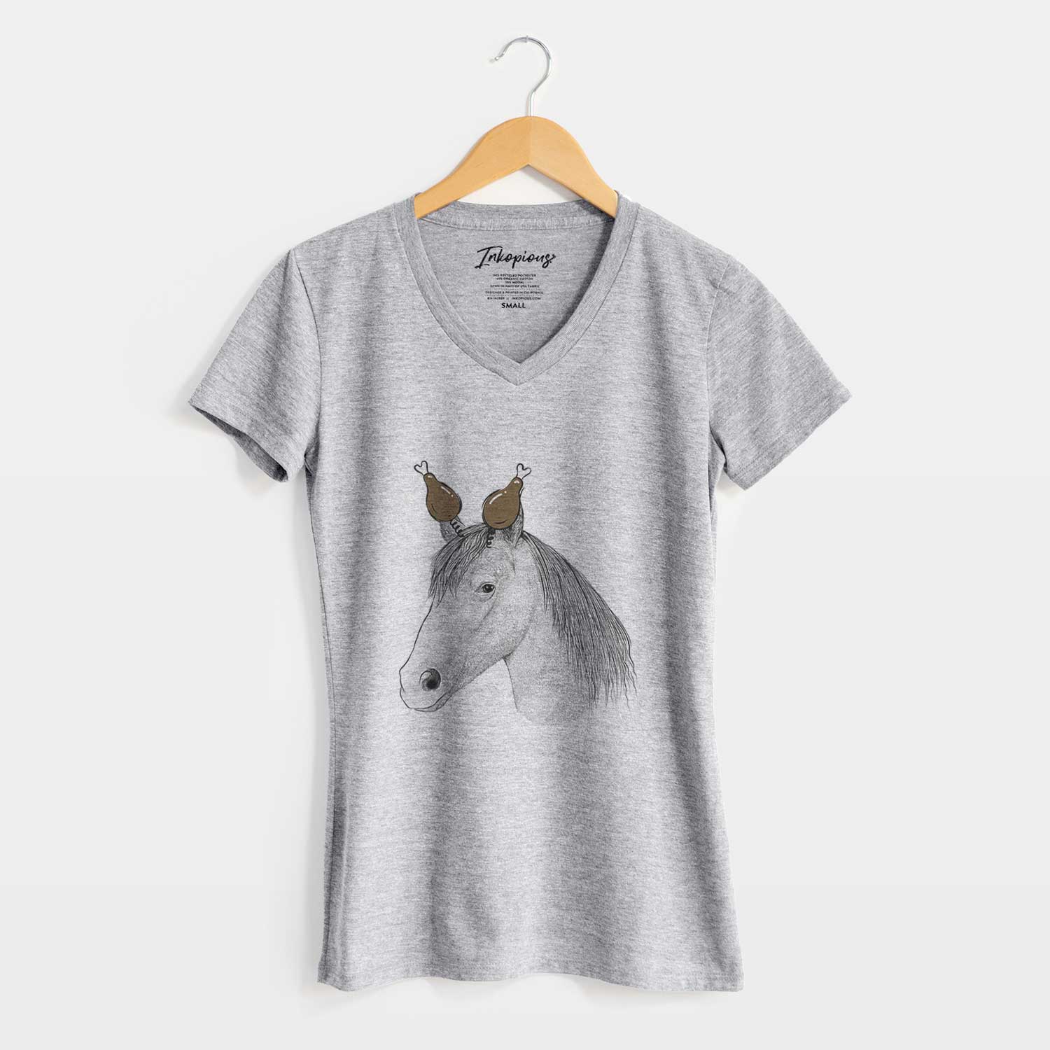 Thanksgiving Midnight the Missouri Foxtrotter Horse - Women's V-neck Shirt