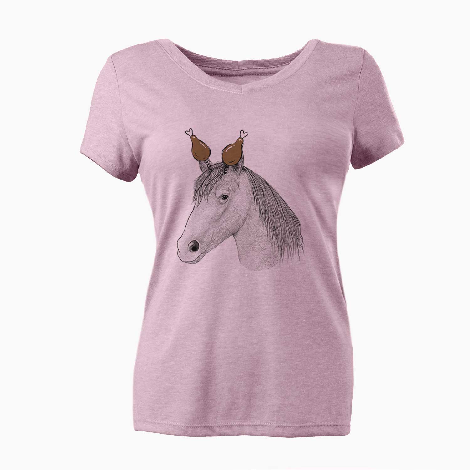Thanksgiving Midnight the Missouri Foxtrotter Horse - Women's V-neck Shirt