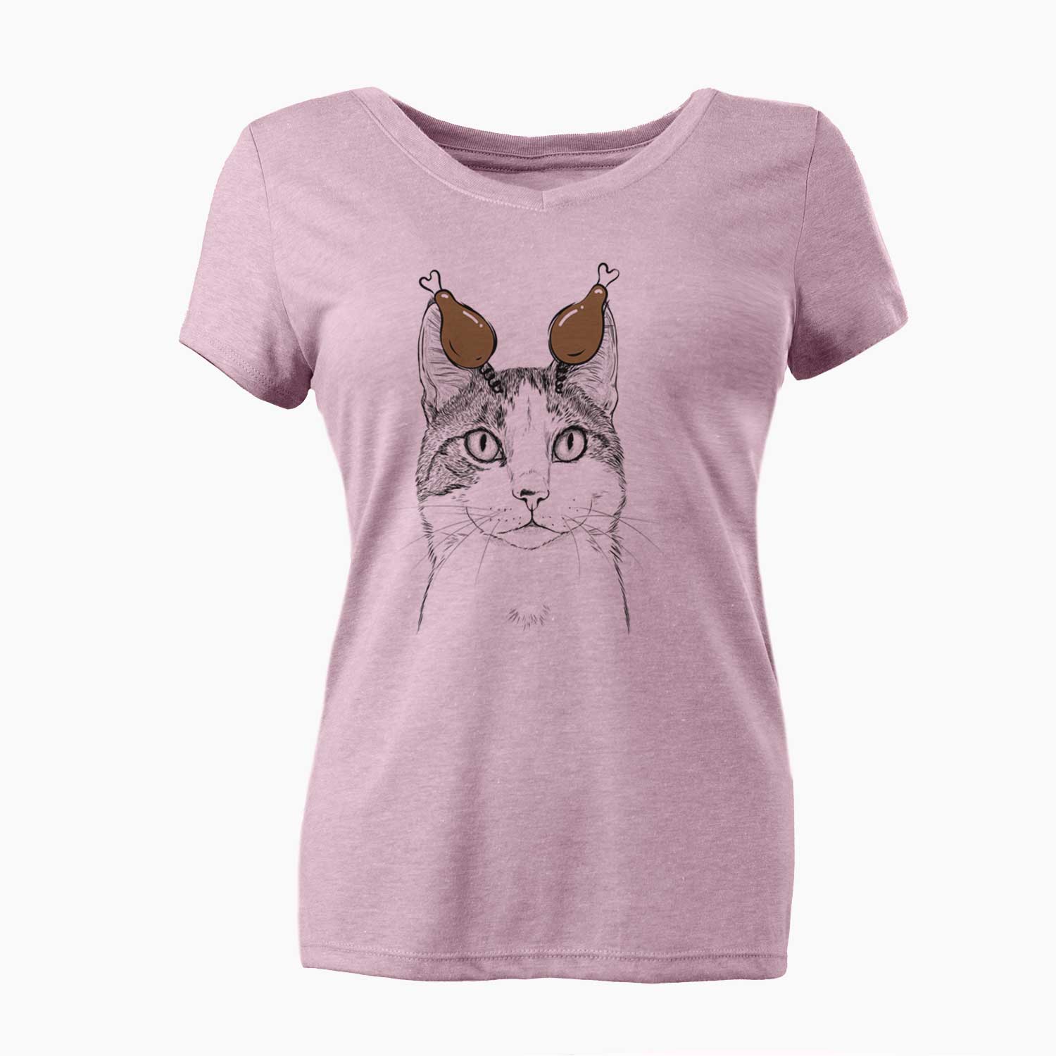 Thanksgiving Mini Griffin the Domestic Shorthair Cat - Women's V-neck Shirt