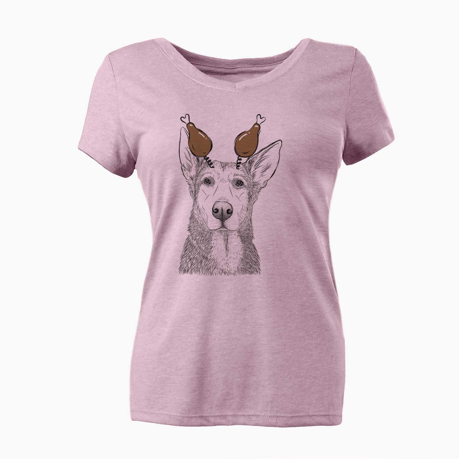 Thanksgiving Misty the German Shepherd Mix - Women's V-neck Shirt