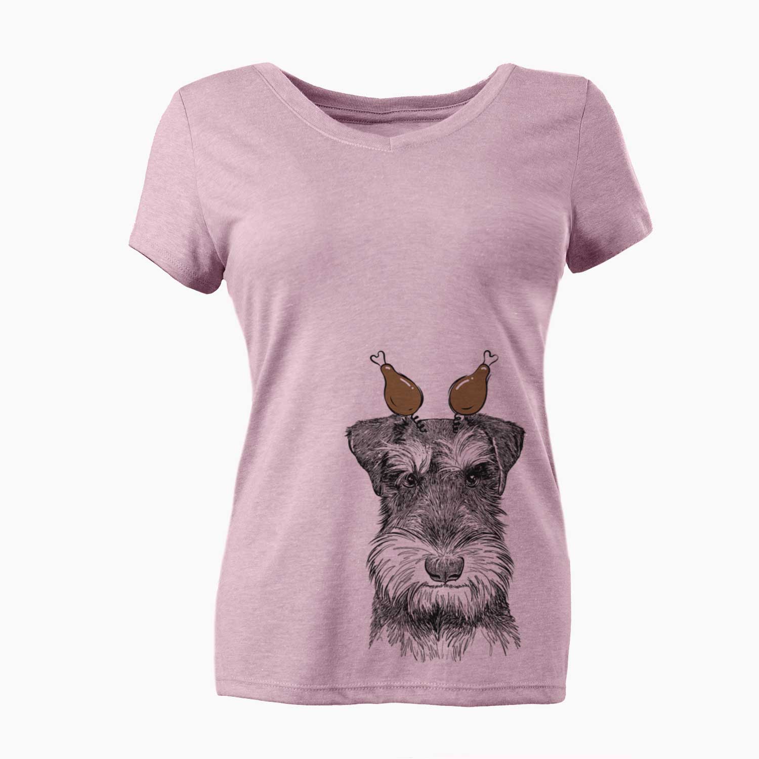Thanksgiving Murphy the Mini Schnauzer - Women's V-neck Shirt