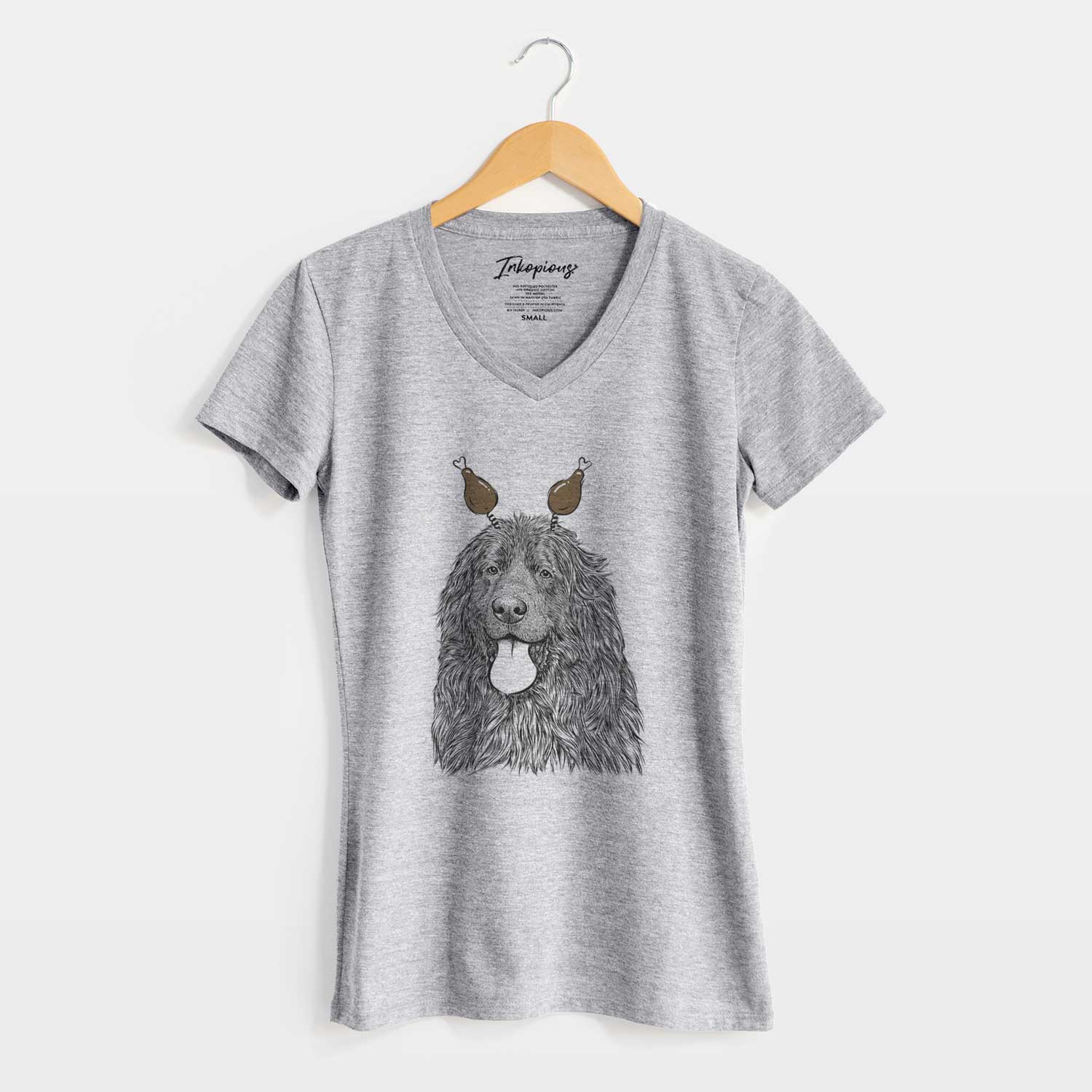 Thanksgiving Neptune the Newfoundland - Women's V-neck Shirt