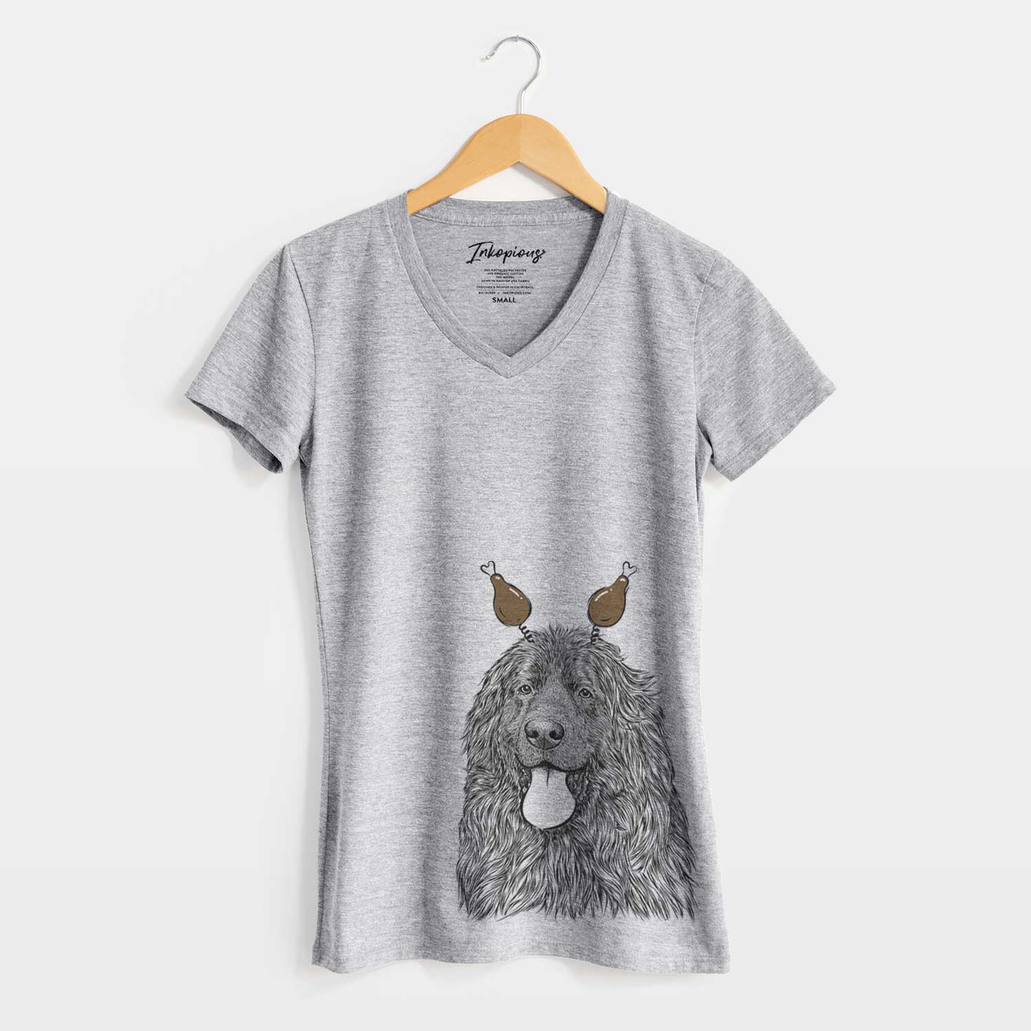 Thanksgiving Neptune the Newfoundland - Women's V-neck Shirt