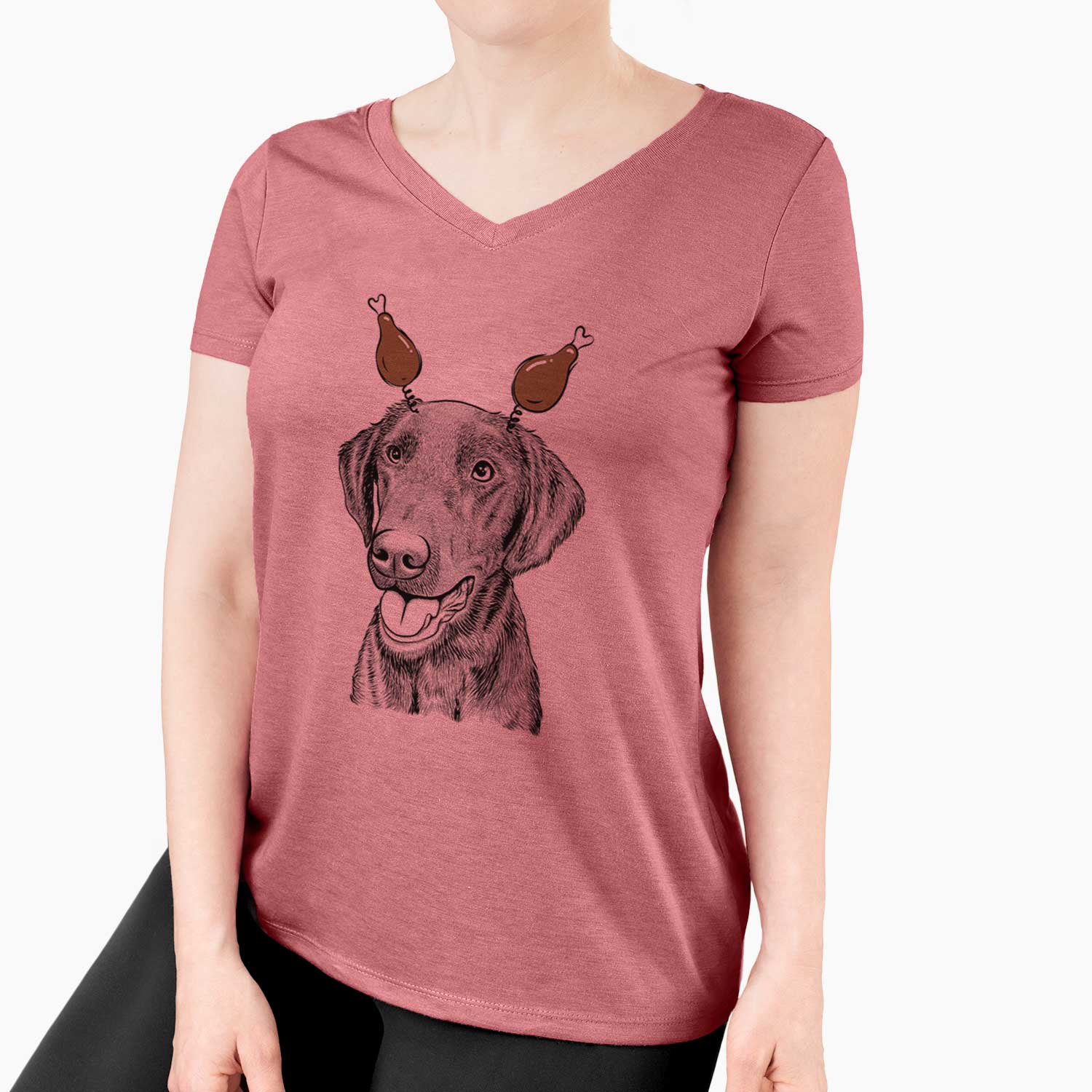 Thanksgiving Onyx the Labrador Retriever - Women's V-neck Shirt