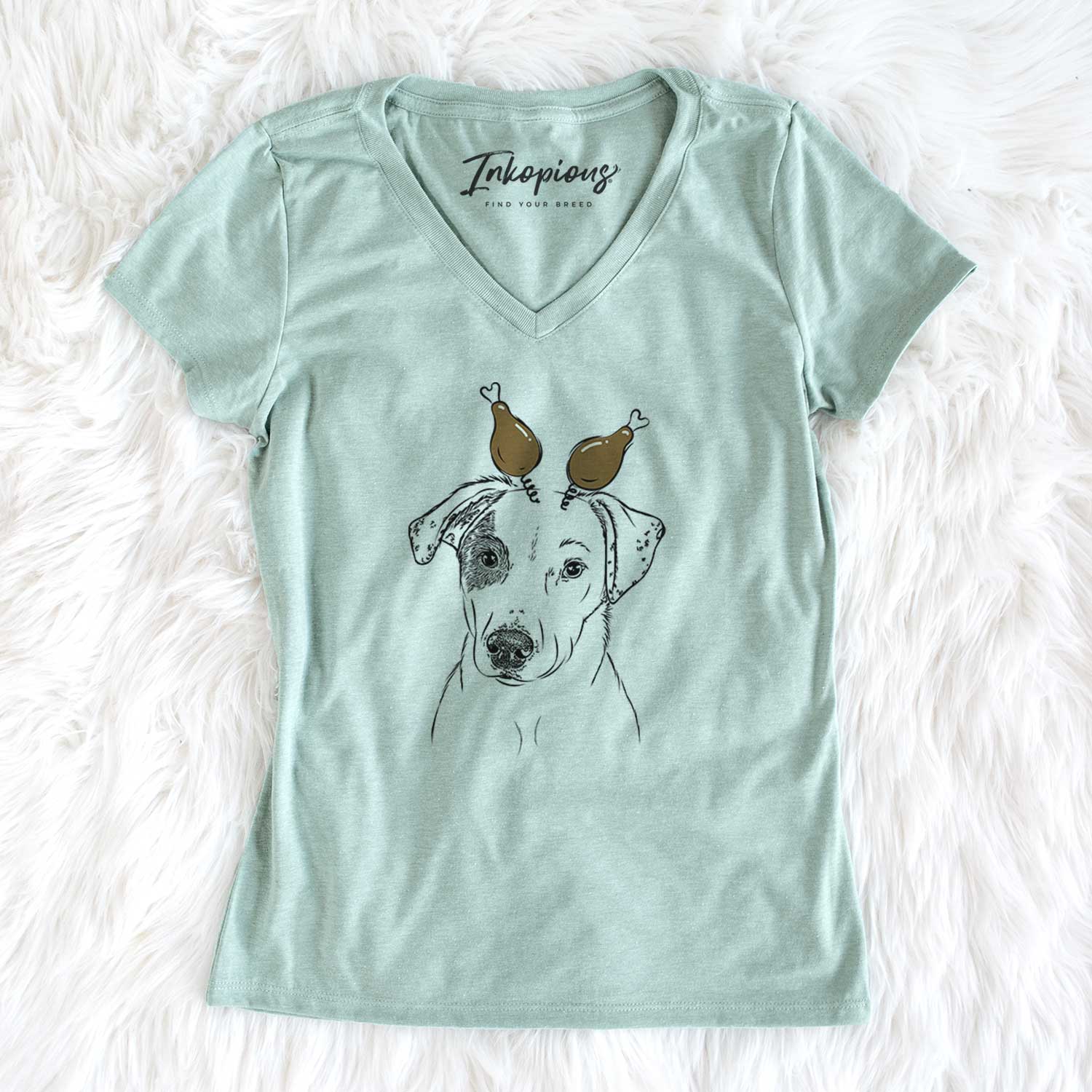 Thanksgiving P-Pie the Mixed Breed - Women's V-neck Shirt