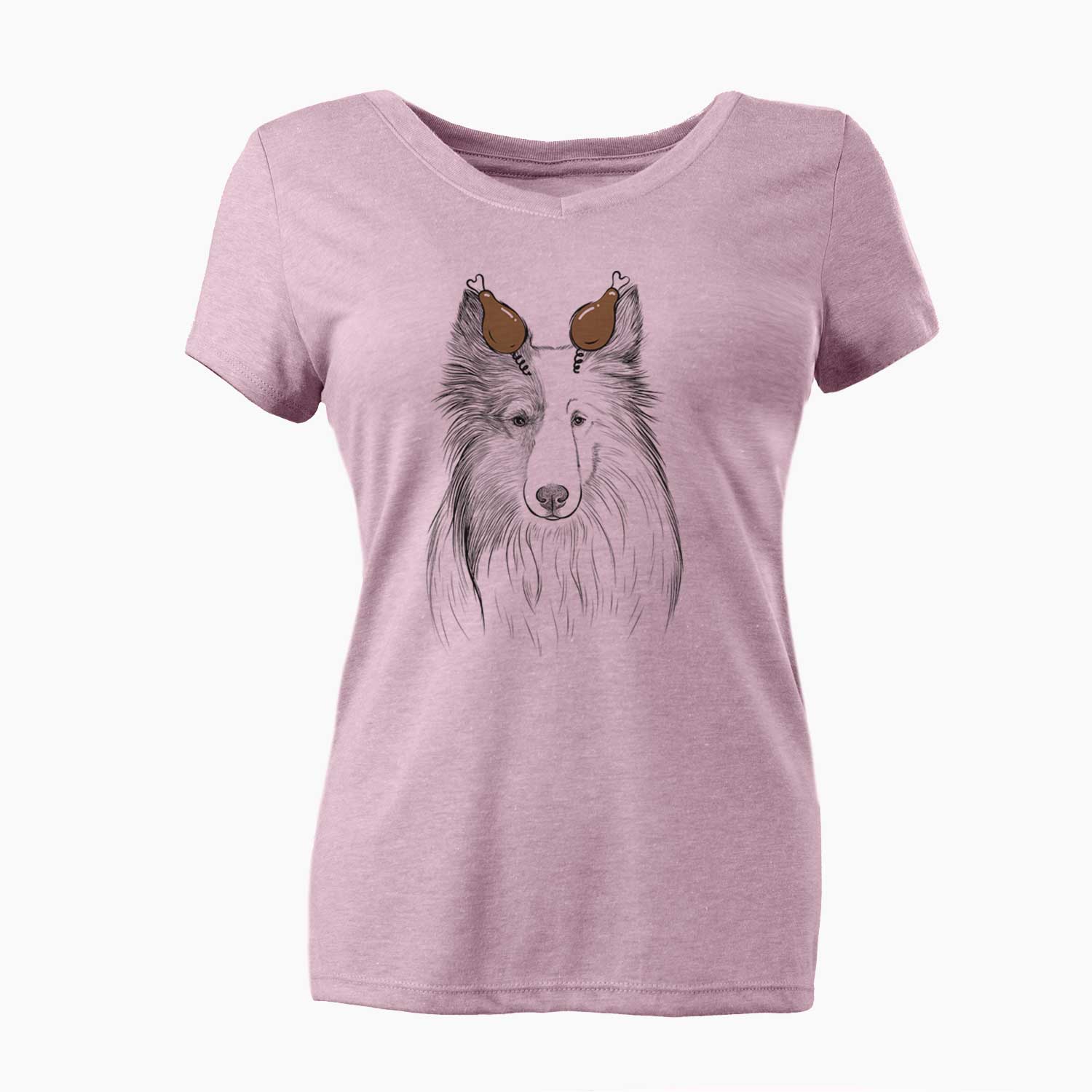 Thanksgiving Palin the Shetland Sheepdog - Women's V-neck Shirt