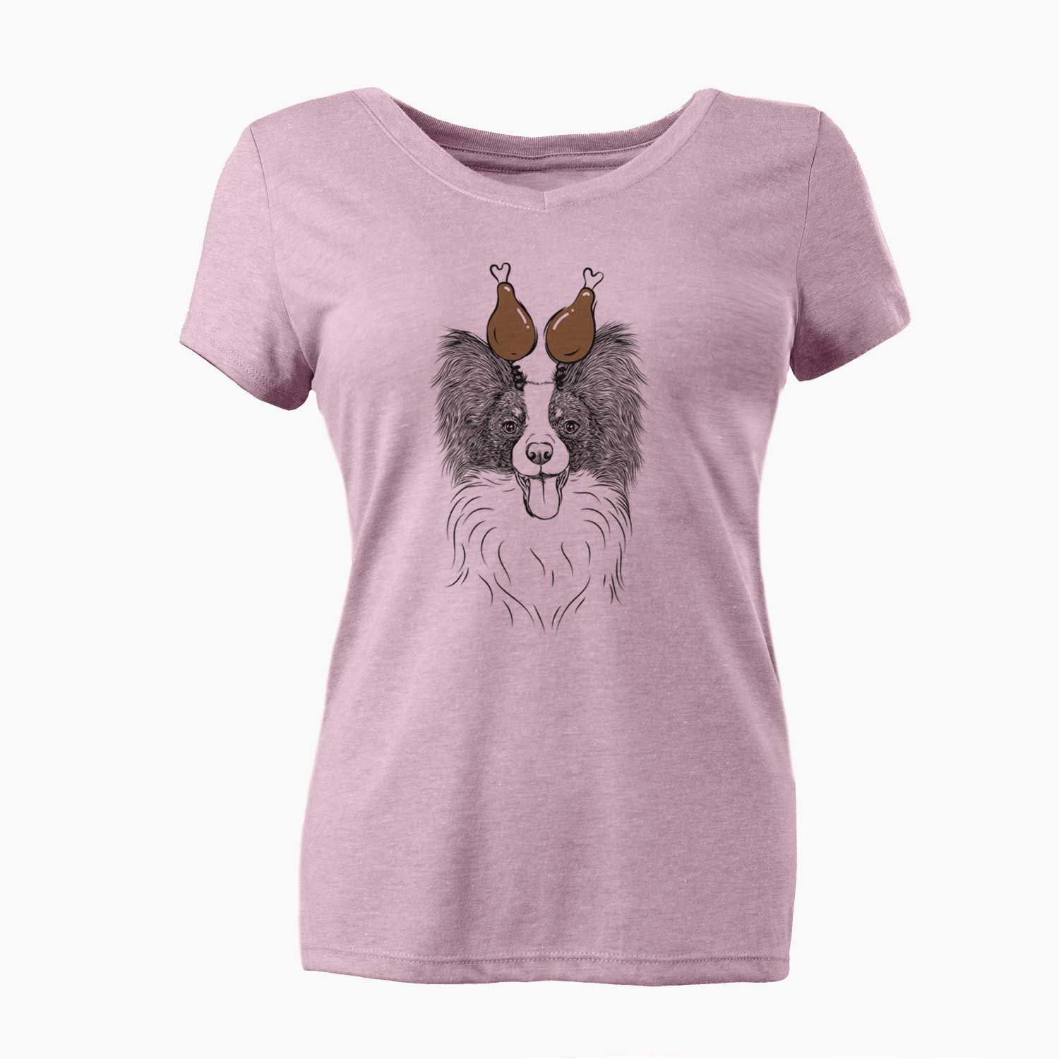 Thanksgiving Patrick the Papillon - Women's V-neck Shirt