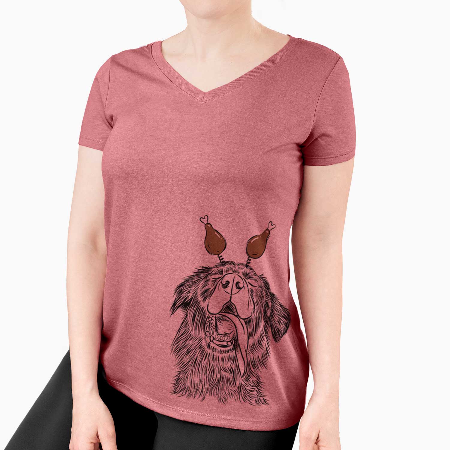 Thanksgiving Quint the Mixed Breed - Women's V-neck Shirt
