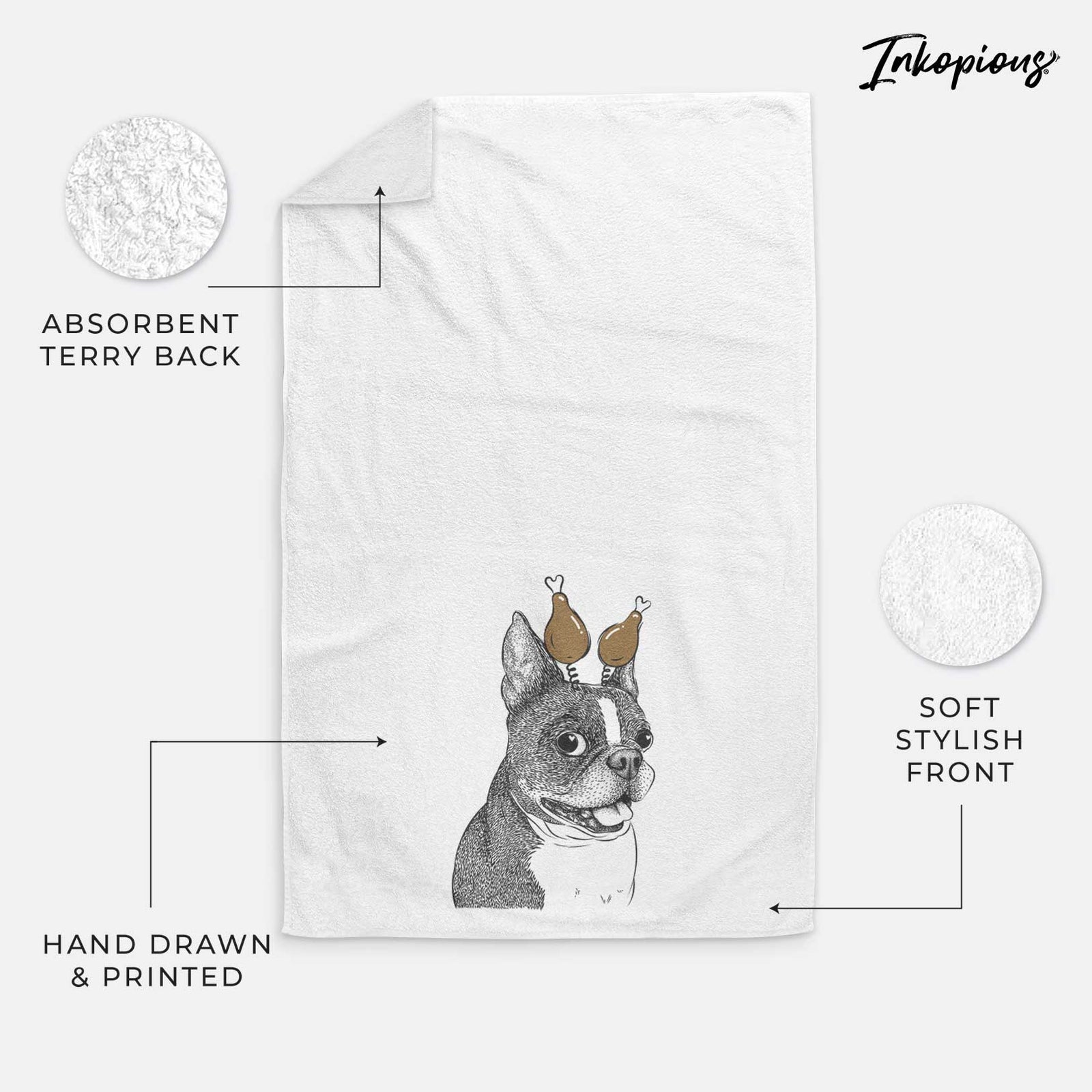 Ralphie the Boston Terrier Decorative Hand Towel