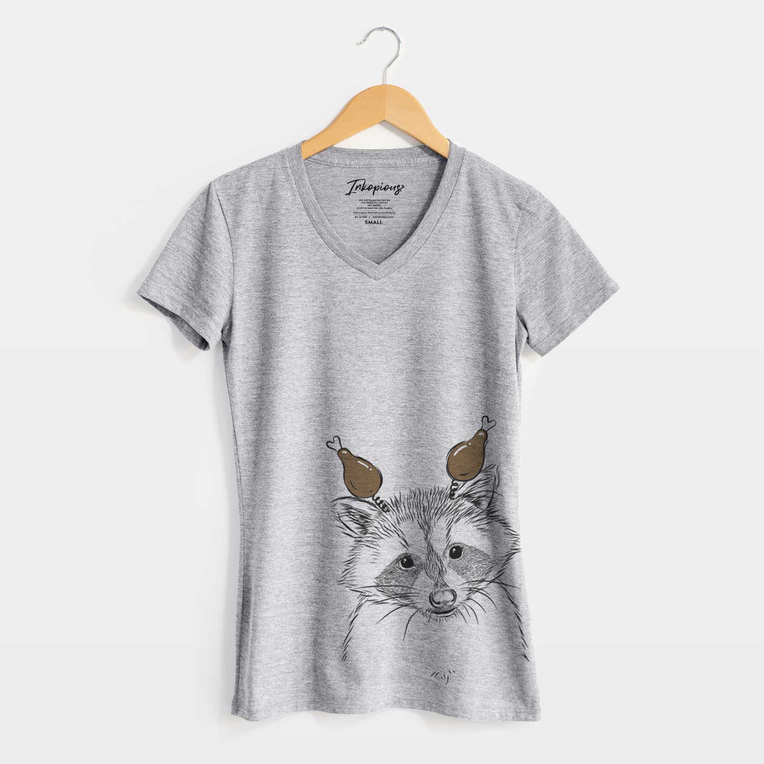 Thanksgiving Randy the Raccoon - Women's V-neck Shirt