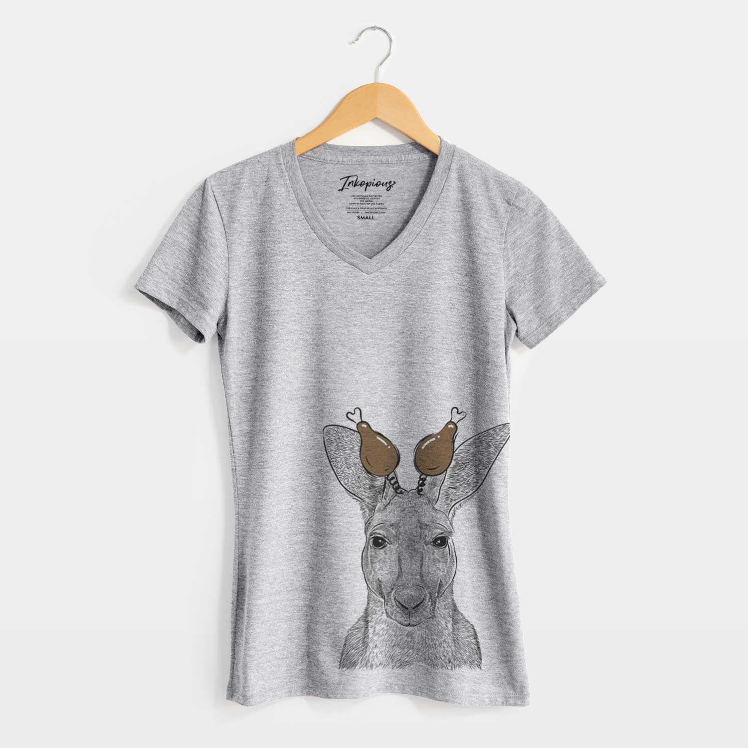Thanksgiving Roger the Red Kangaroo - Women's V-neck Shirt