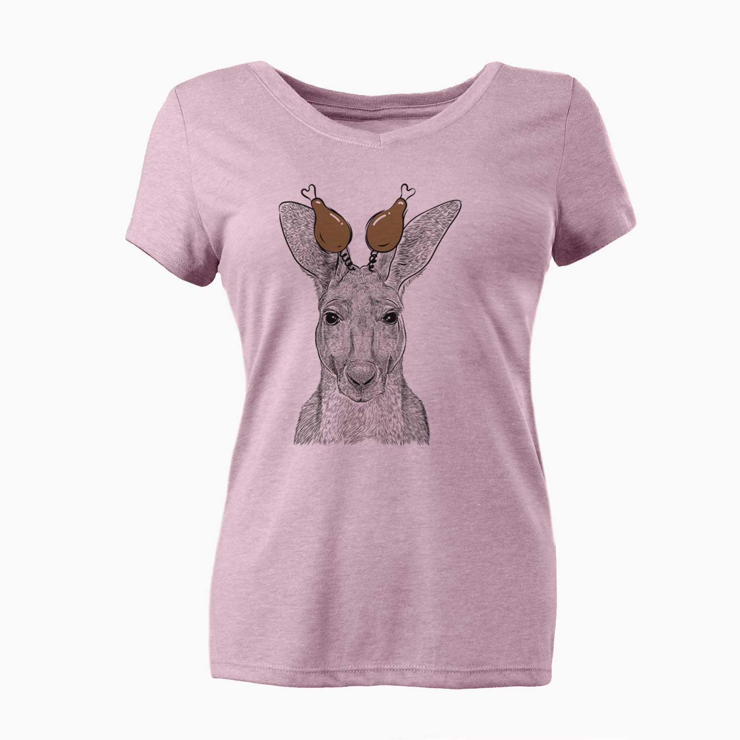 Thanksgiving Roger the Red Kangaroo - Women's V-neck Shirt