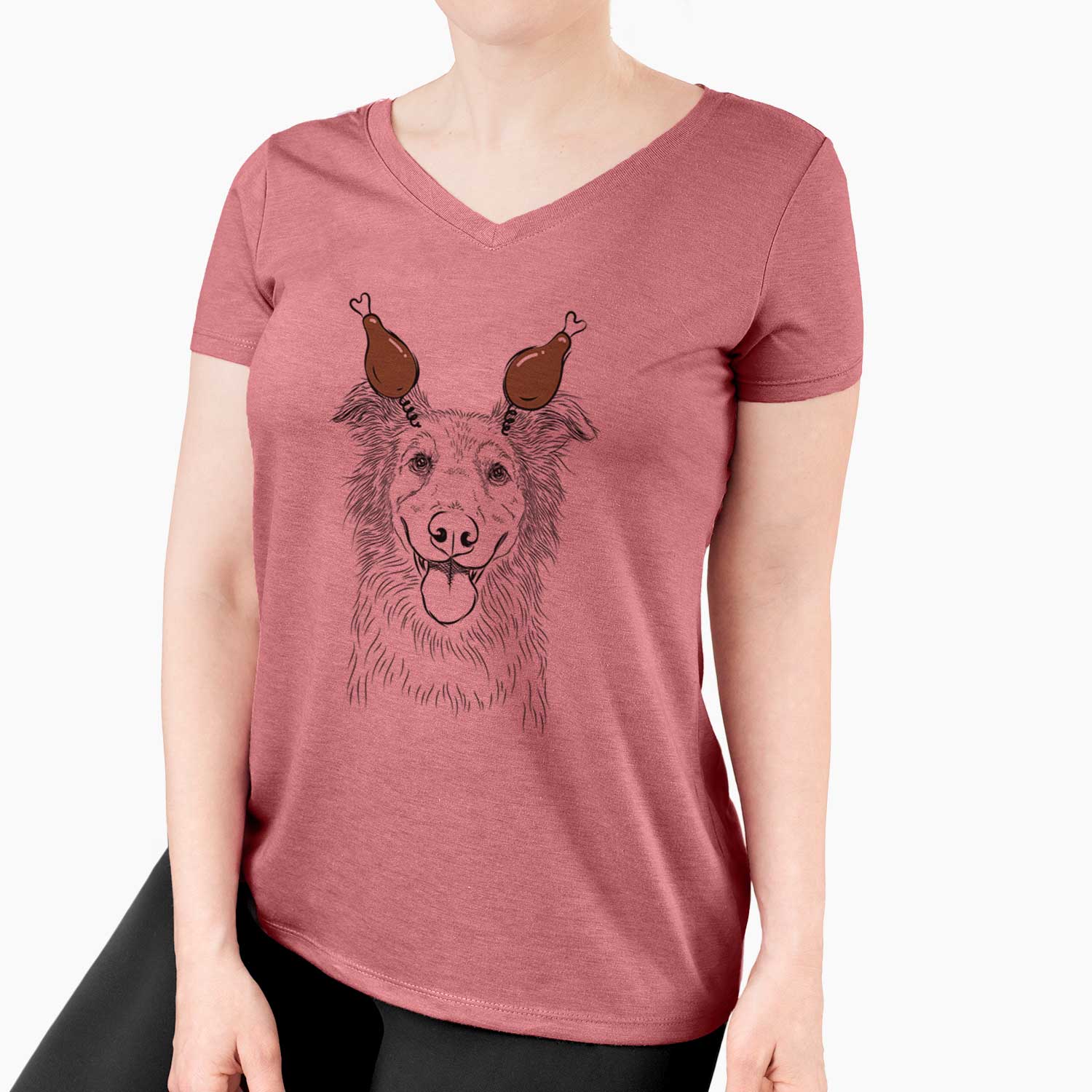 Thanksgiving Ruxtin the Mixed Breed - Women's V-neck Shirt