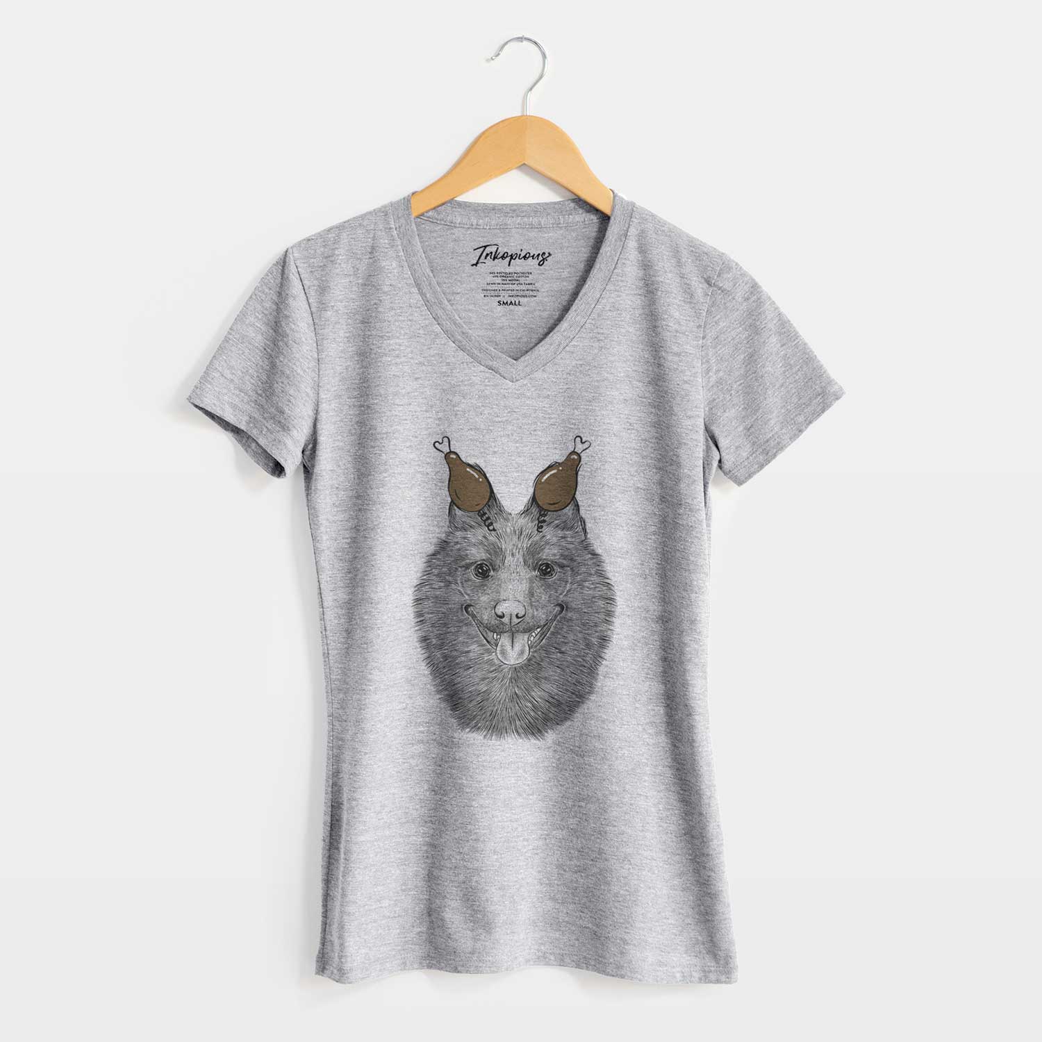 Thanksgiving Sander the Schipperke - Women's V-neck Shirt
