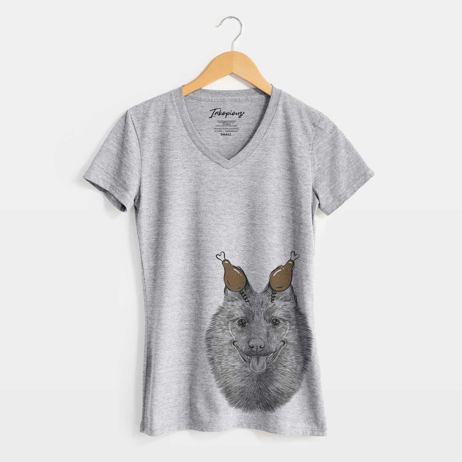 Thanksgiving Sander the Schipperke - Women's V-neck Shirt