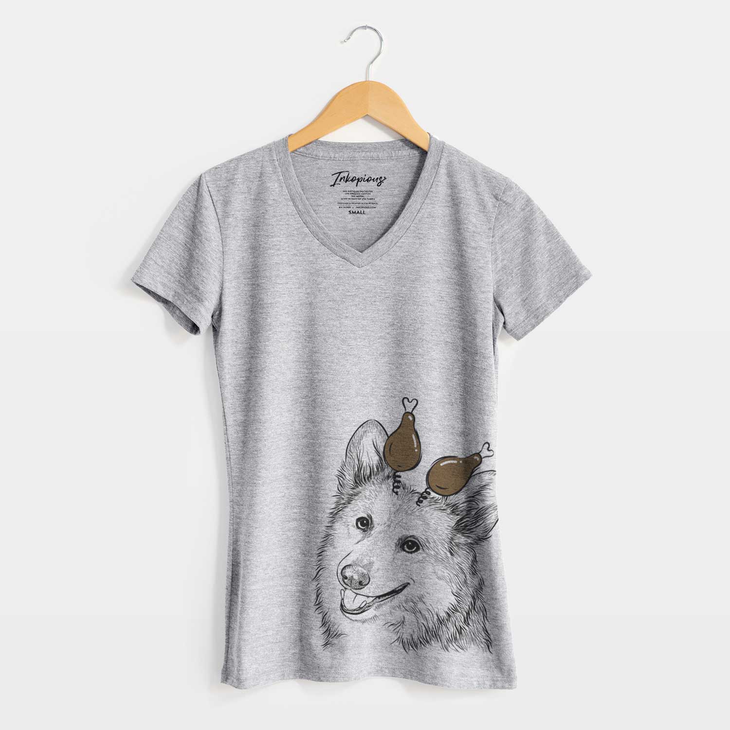 Thanksgiving Scout the Pembroke Welsh Corgi - Women's V-neck Shirt