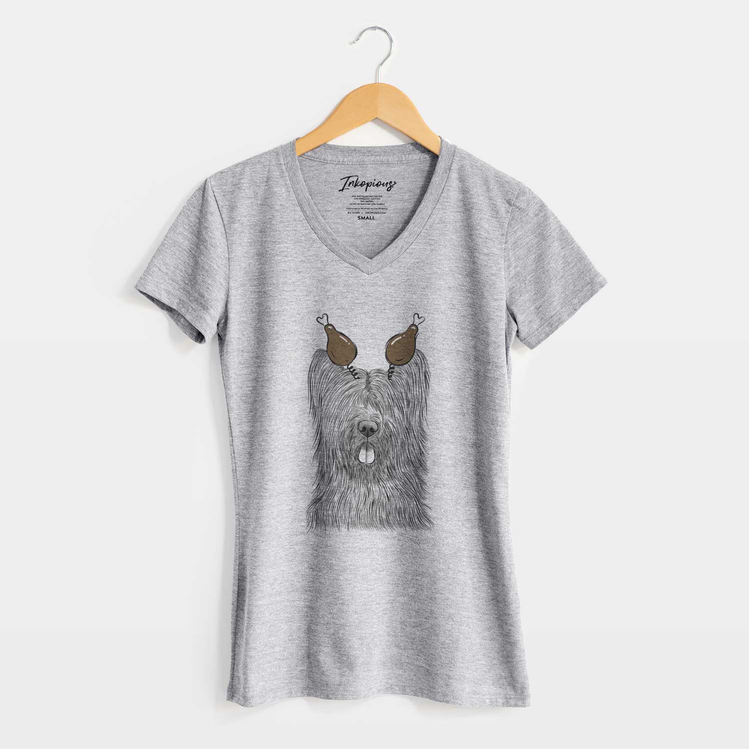 Thanksgiving Shay the Briard - Women's V-neck Shirt