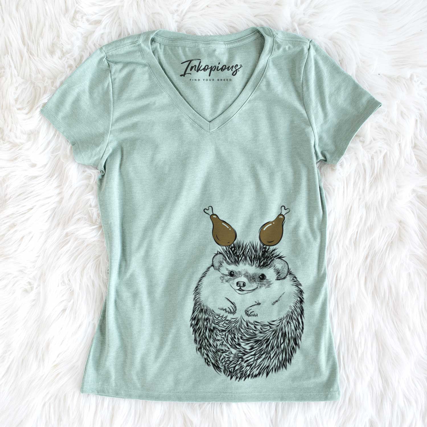 Thanksgiving Sid the Hedgehog - Women's V-neck Shirt