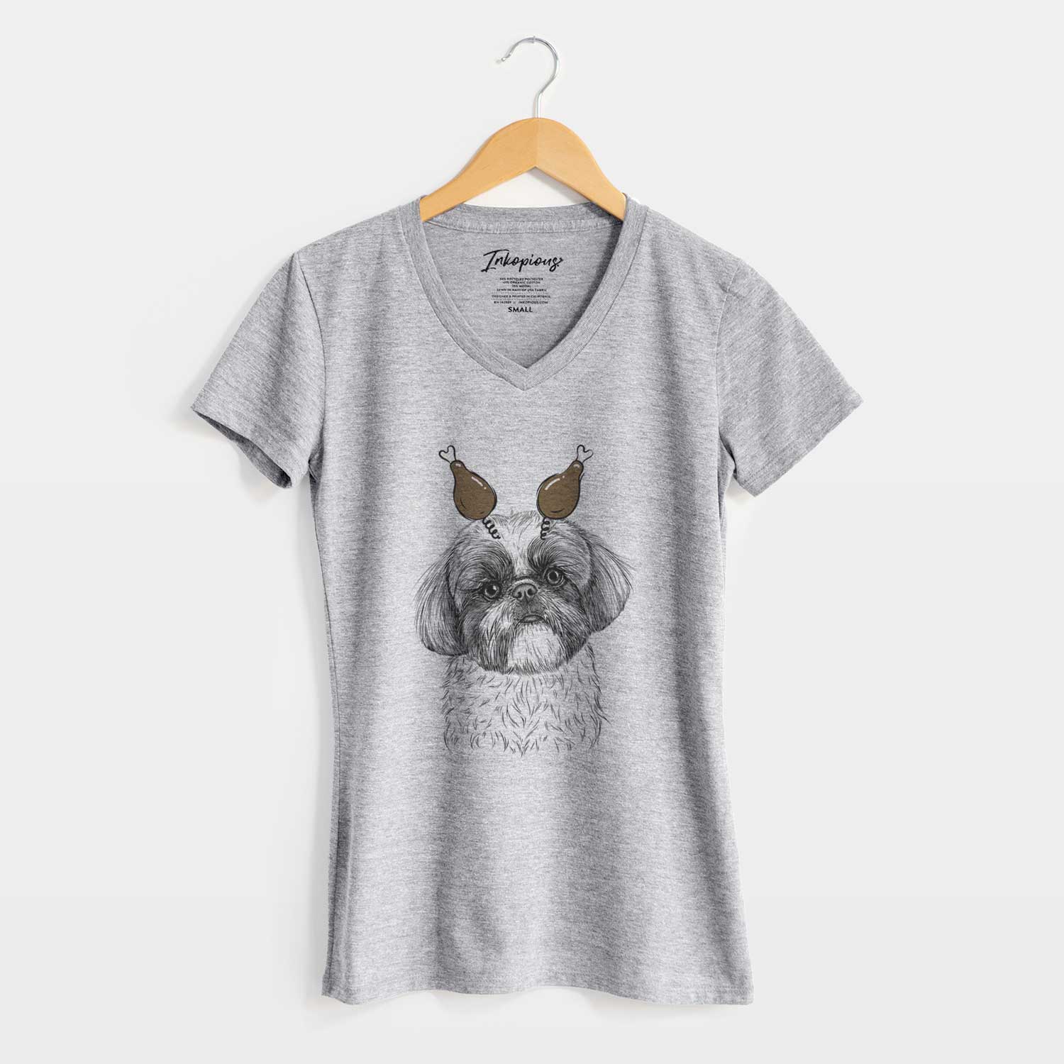 Thanksgiving Simon the Shih Tzu - Women's V-neck Shirt