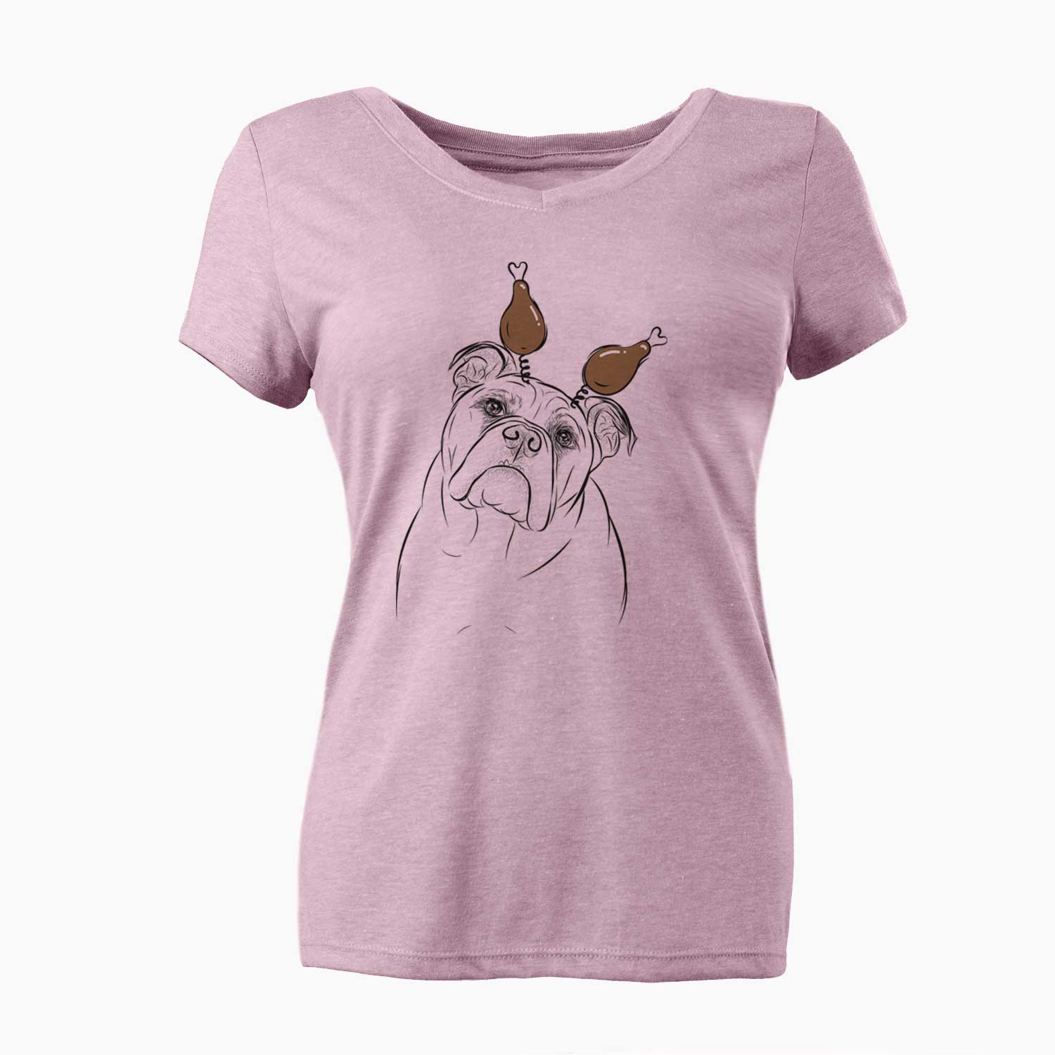 Thanksgiving Sir Louis the English Bulldog - Women's V-neck Shirt