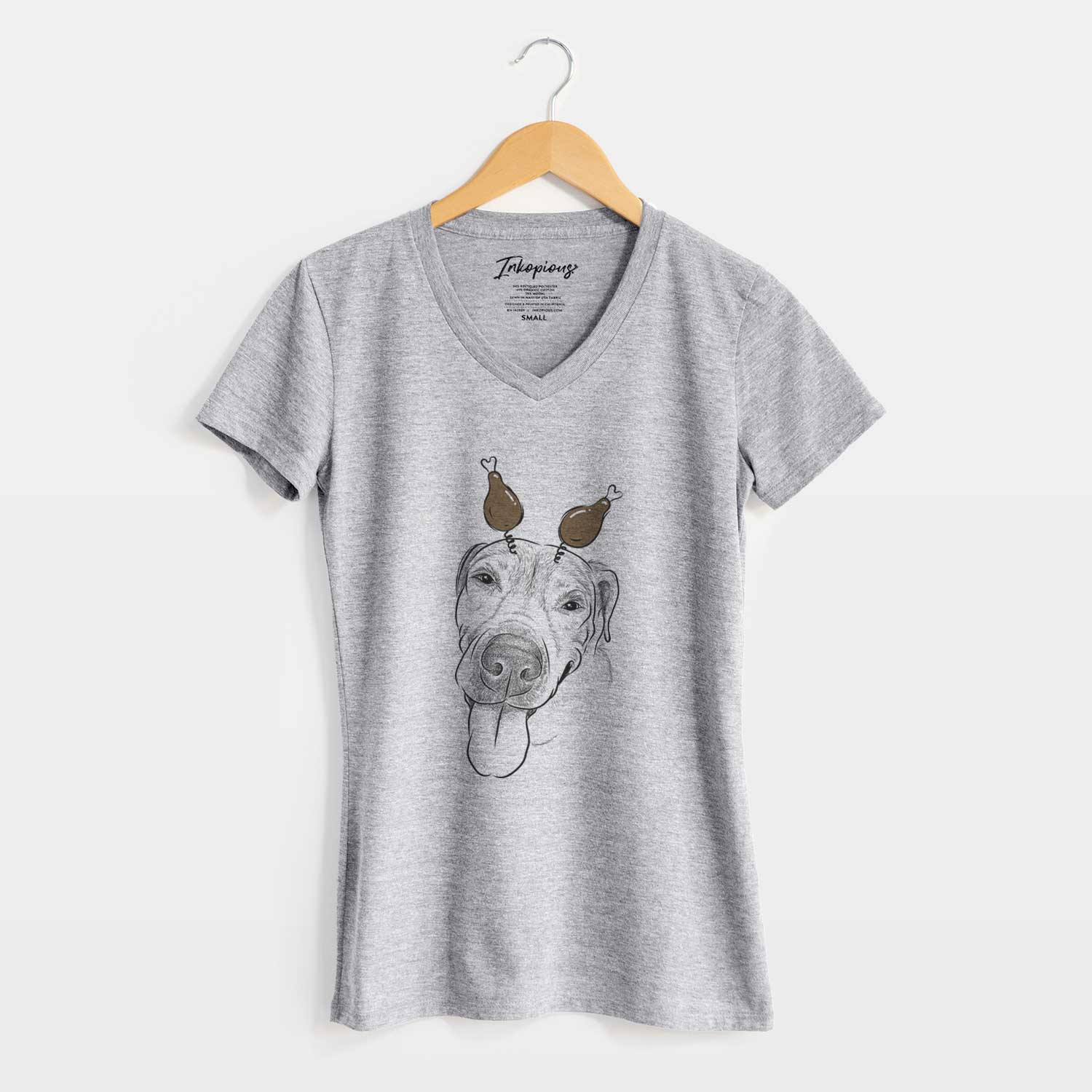 Thanksgiving Sugar the Staffordshire Terrier Mix - Women's V-neck Shirt