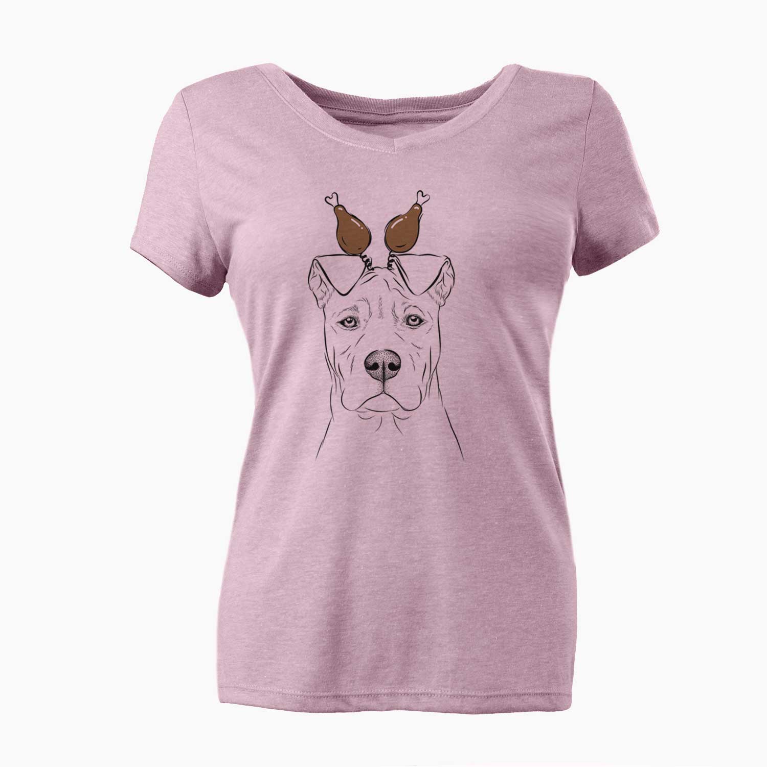 Thanksgiving Sweet Finn the Mixed Breed - Women's V-neck Shirt