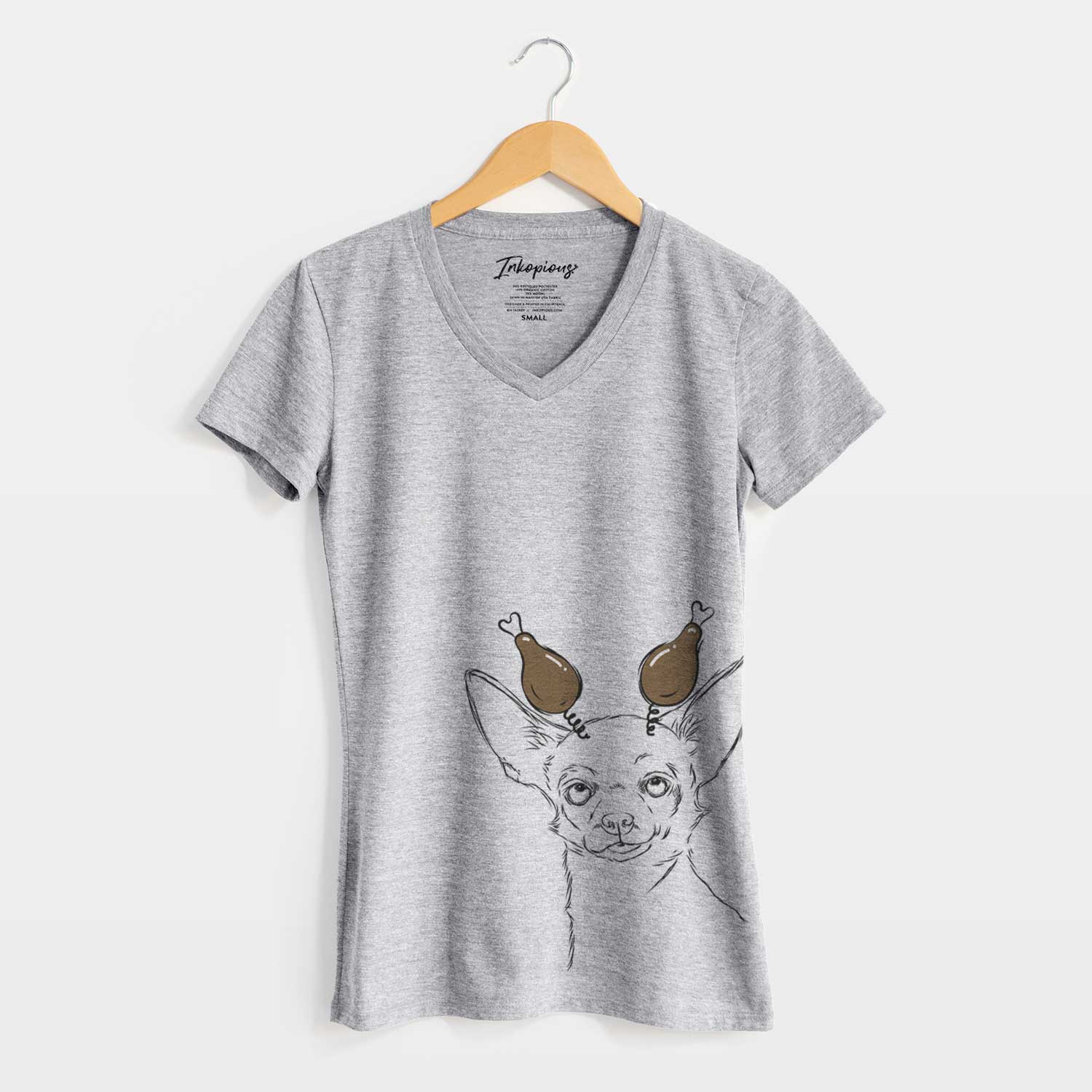 Thanksgiving Tabitha the Chihuahua - Women's V-neck Shirt