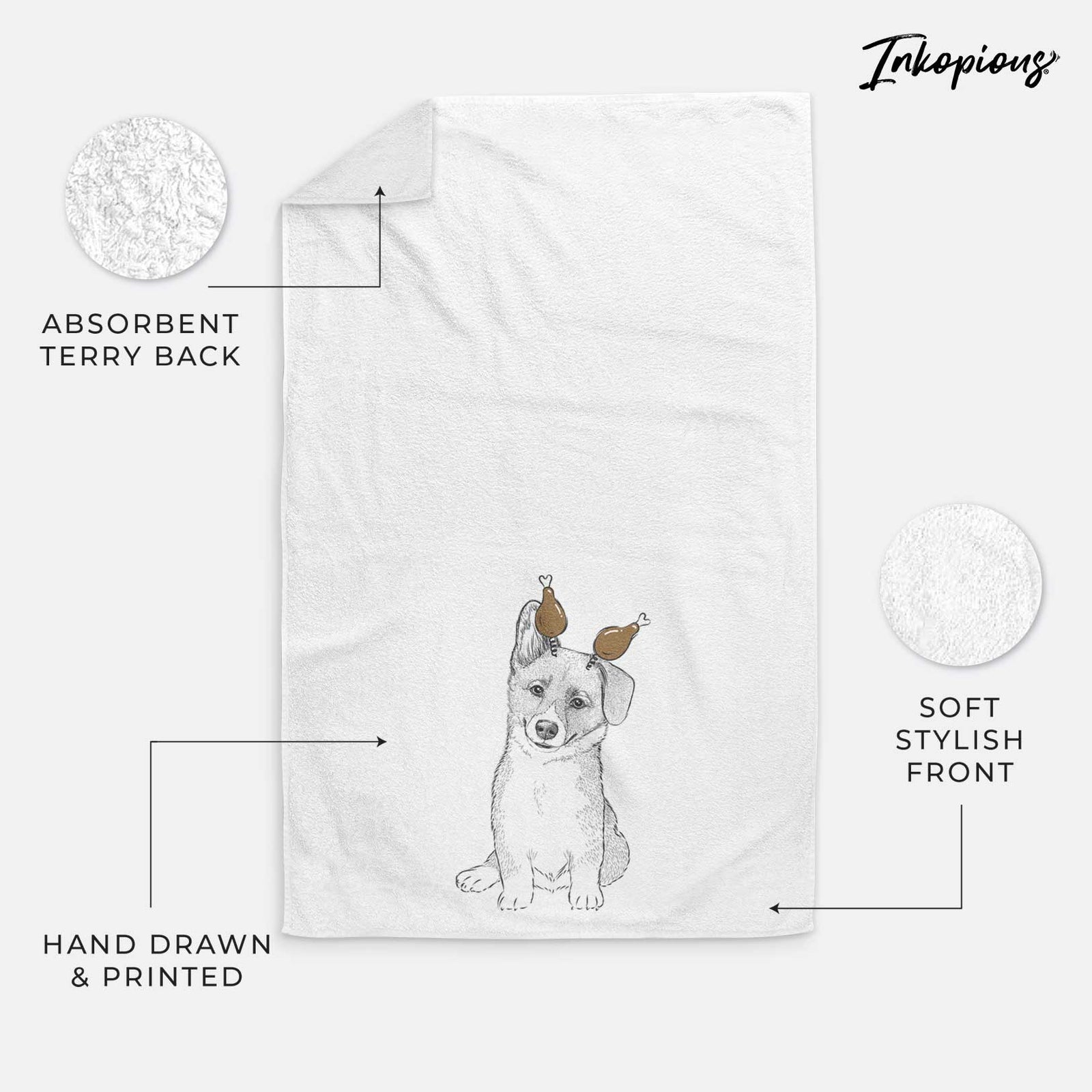 Toby the Corgi Puppy Decorative Hand Towel