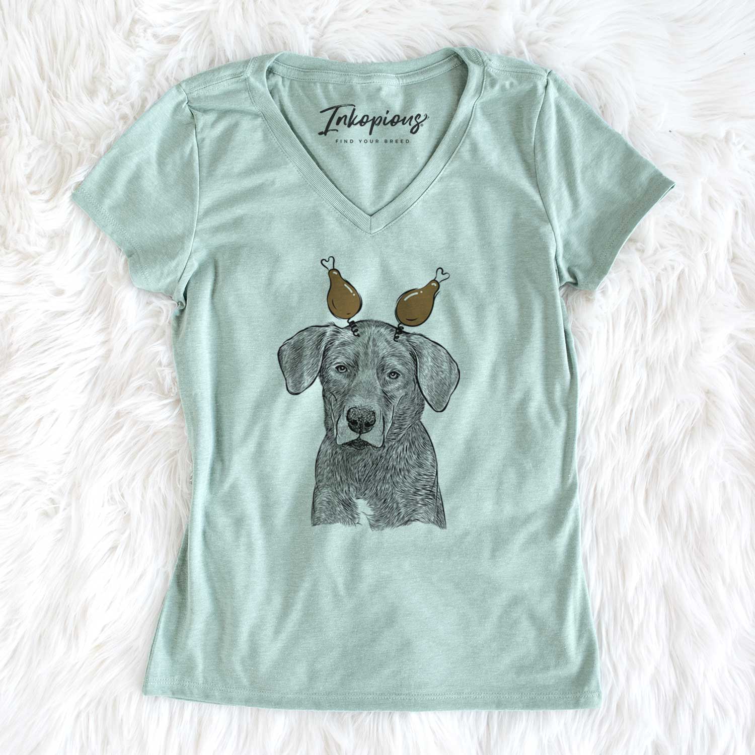 Thanksgiving Tom the Lab Dane Mix - Women's V-neck Shirt