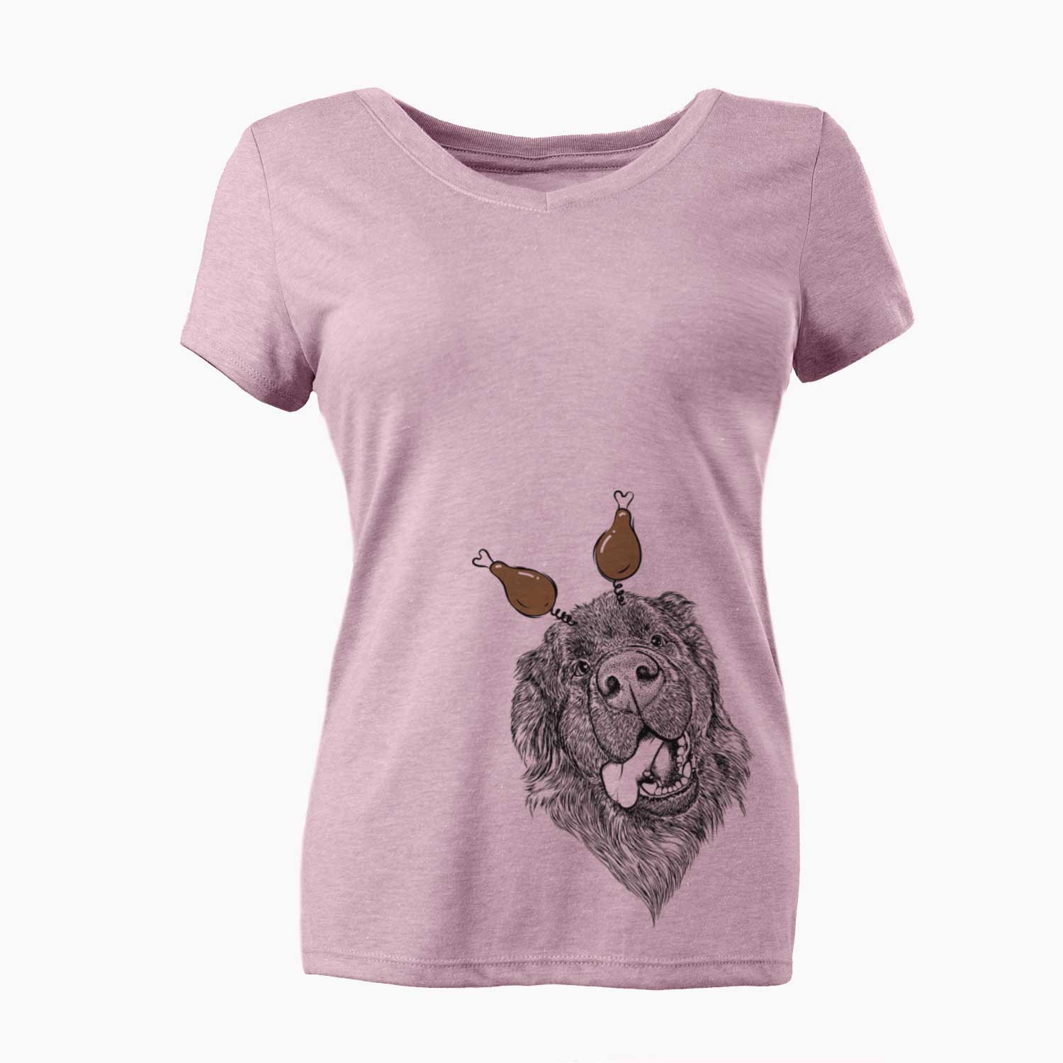 Thanksgiving Tuna the Newfoundland - Women's V-neck Shirt