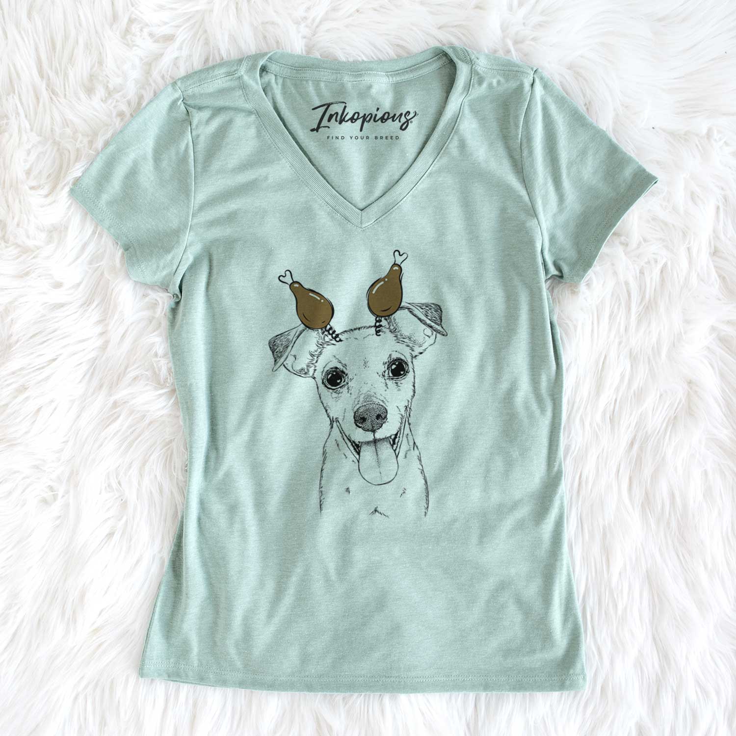 Thanksgiving Tyler the Mixed Breed - Women's V-neck Shirt