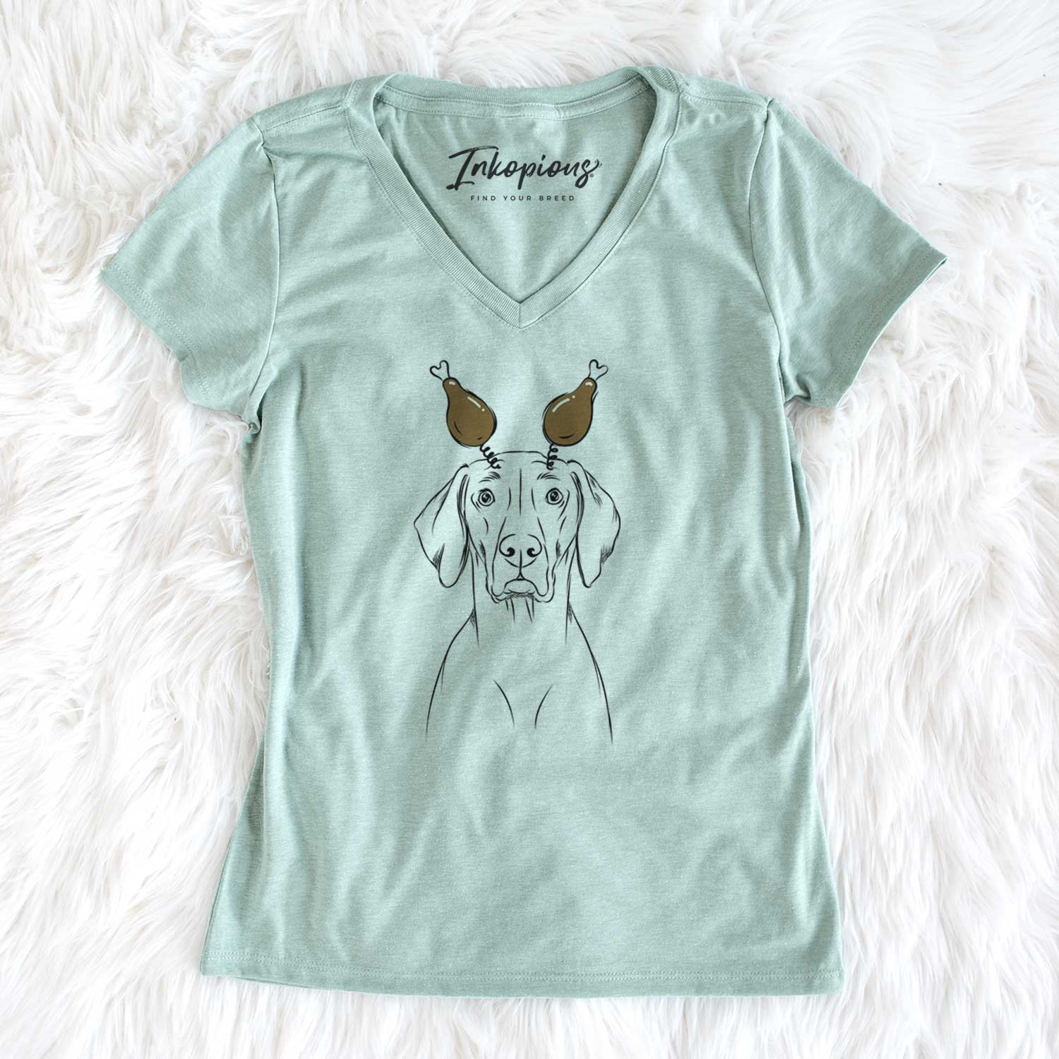 Thanksgiving Walter the Weimaraner - Women's V-neck Shirt