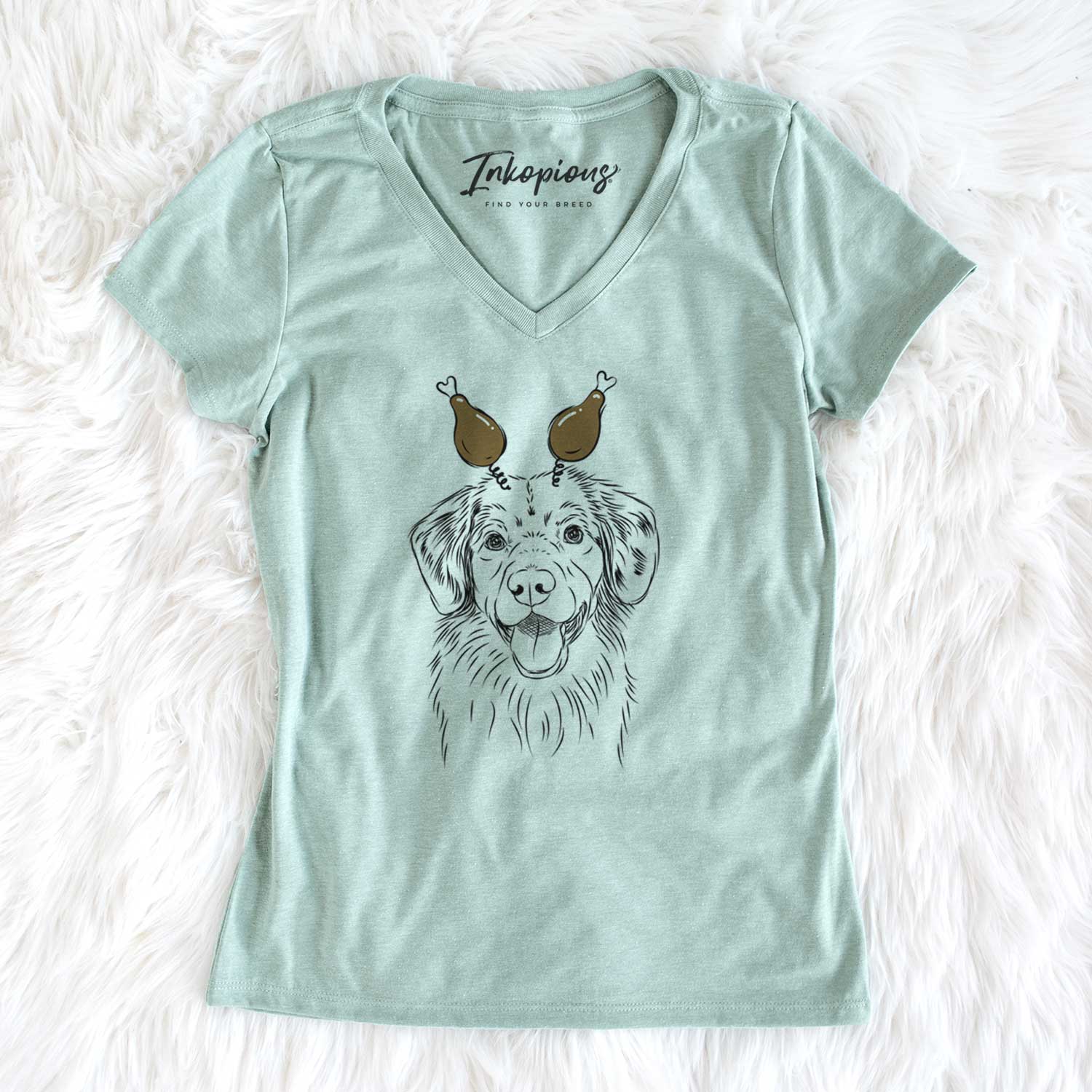 Thanksgiving Weston the Nova Scotia Duck Tolling Retriever - Women's V-neck Shirt