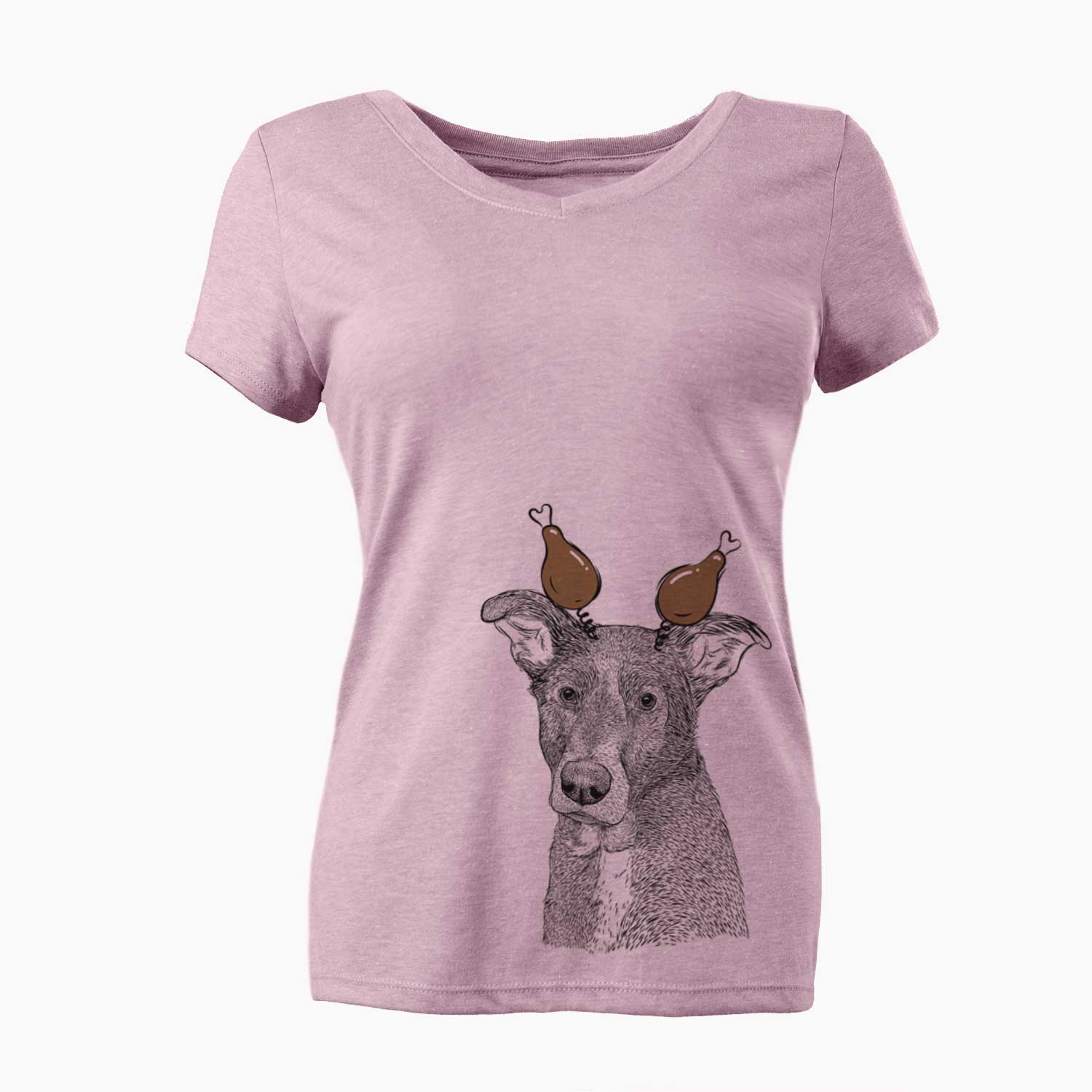 Thanksgiving Wilbur the Shepherd Mix - Women's V-neck Shirt